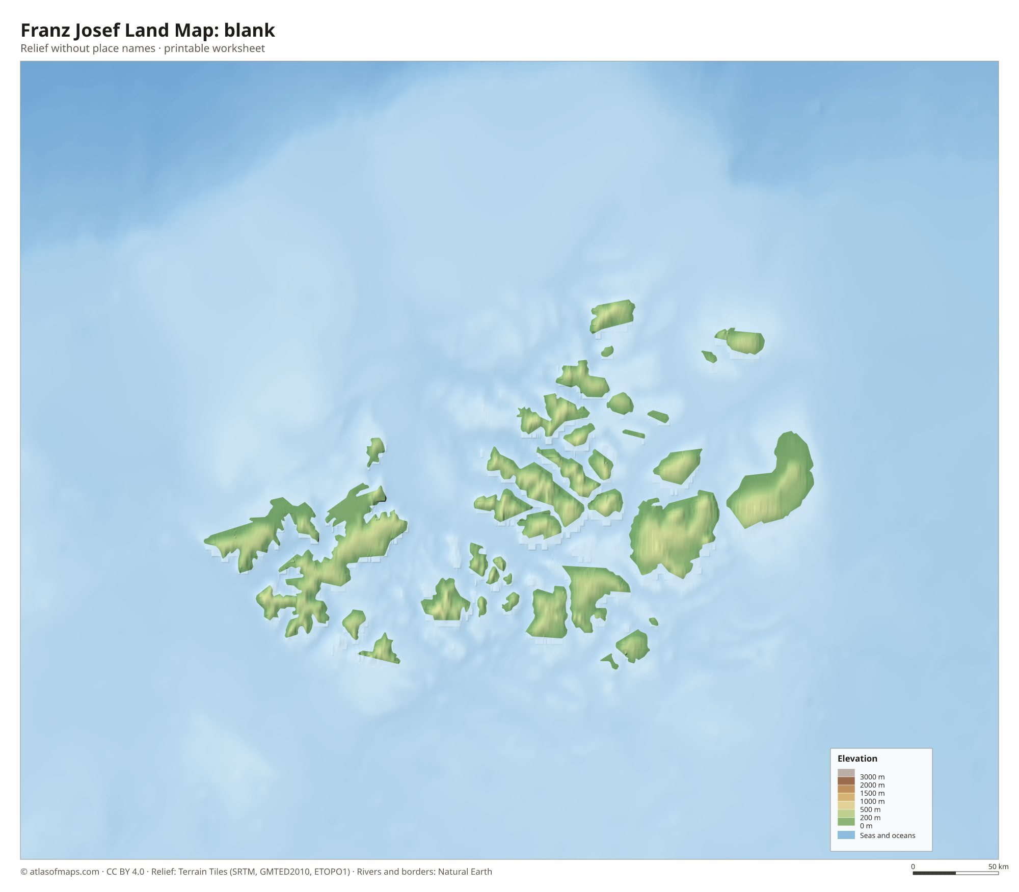 Franz Josef Land Map without names