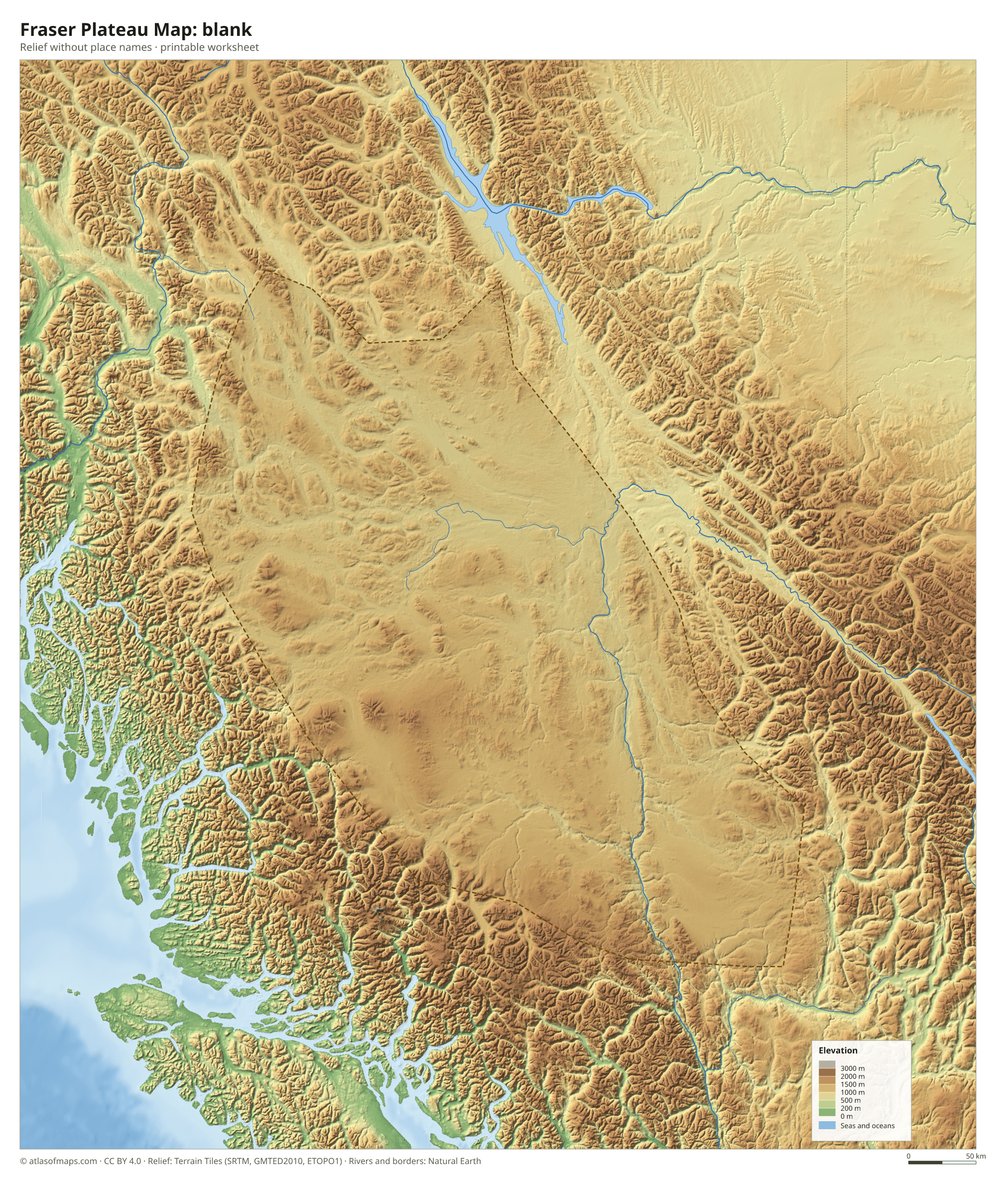Fraser Plateau Map without names