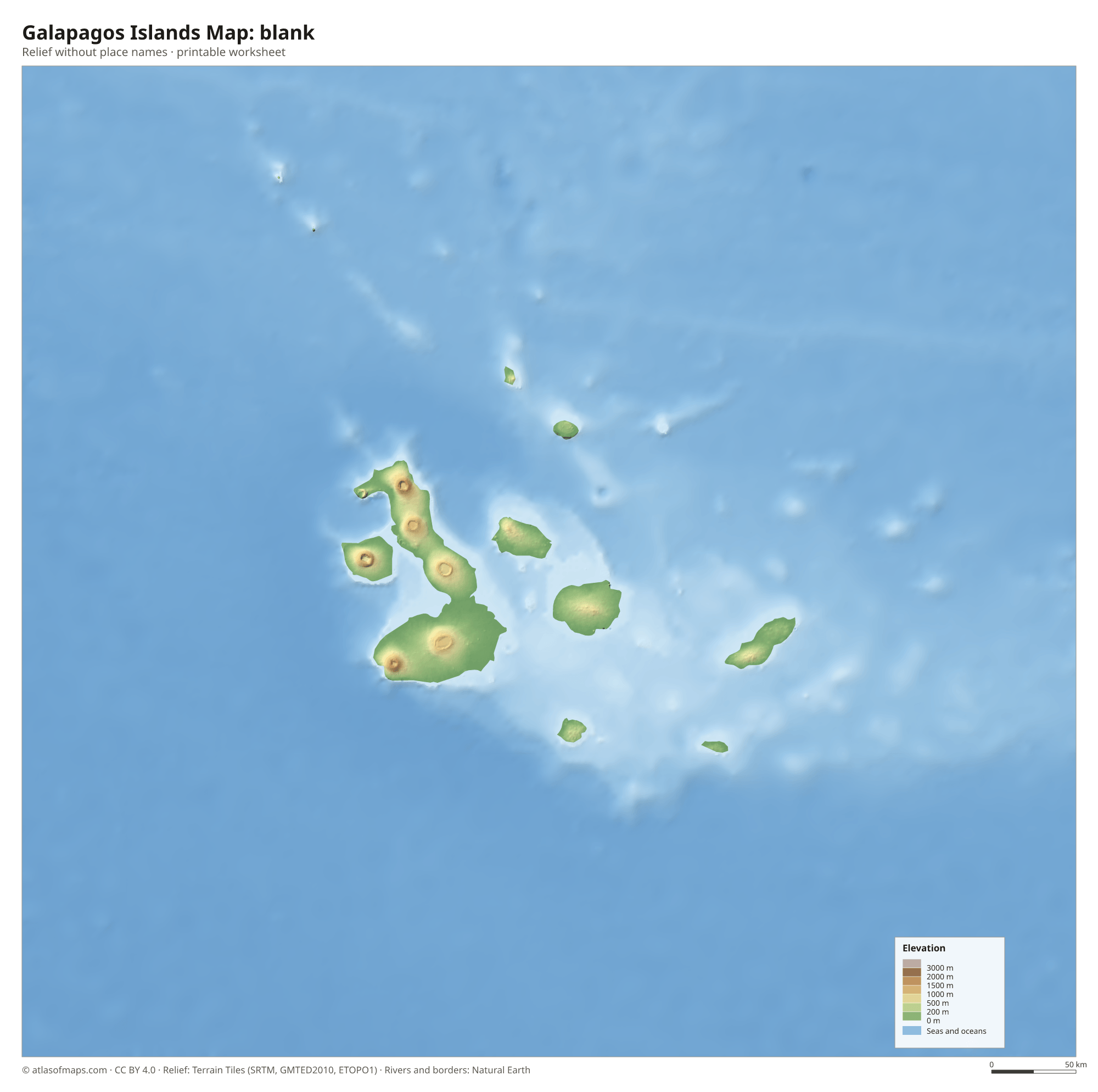 Galapagos Islands Map without names