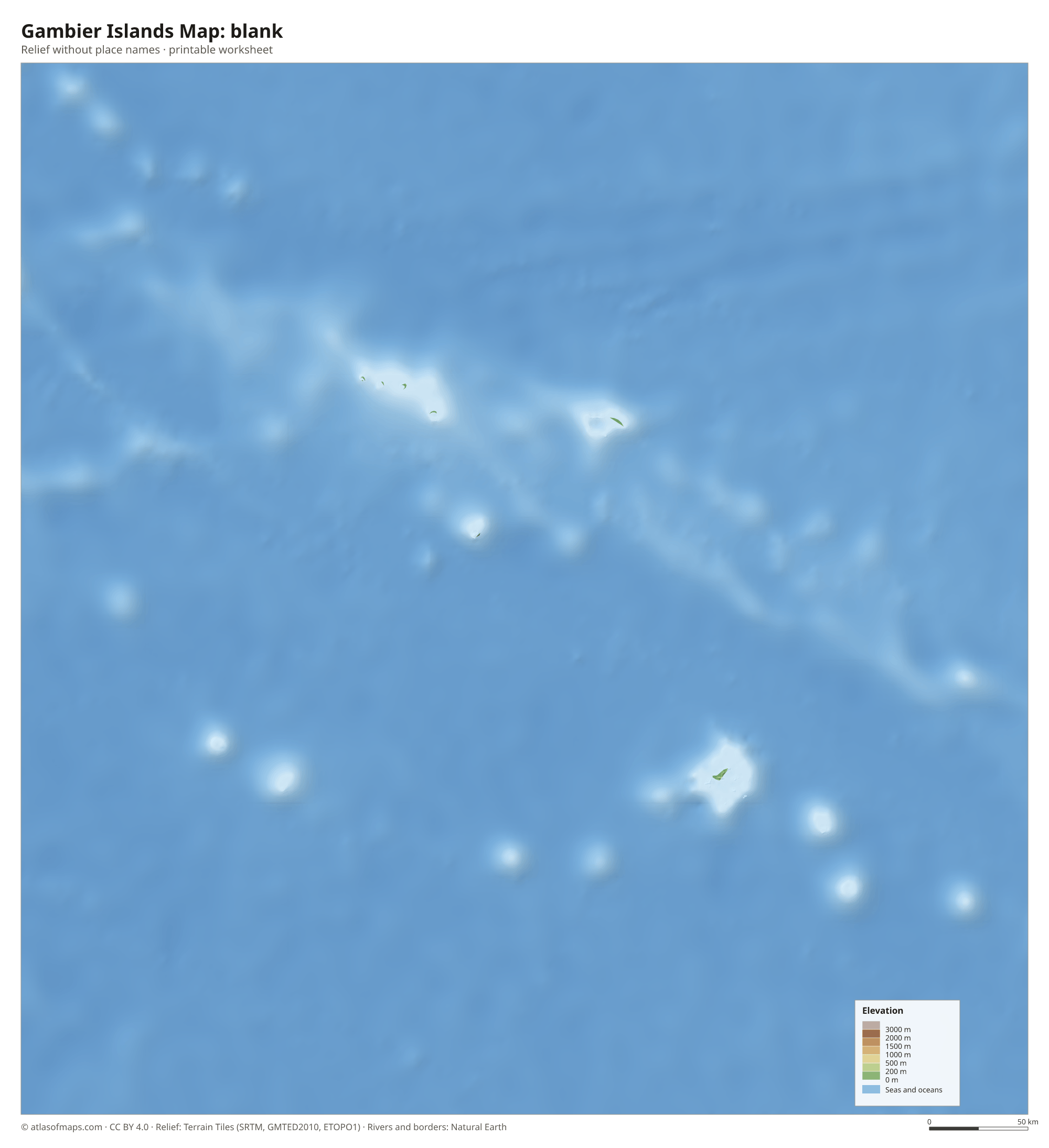 Gambier Islands Map without names