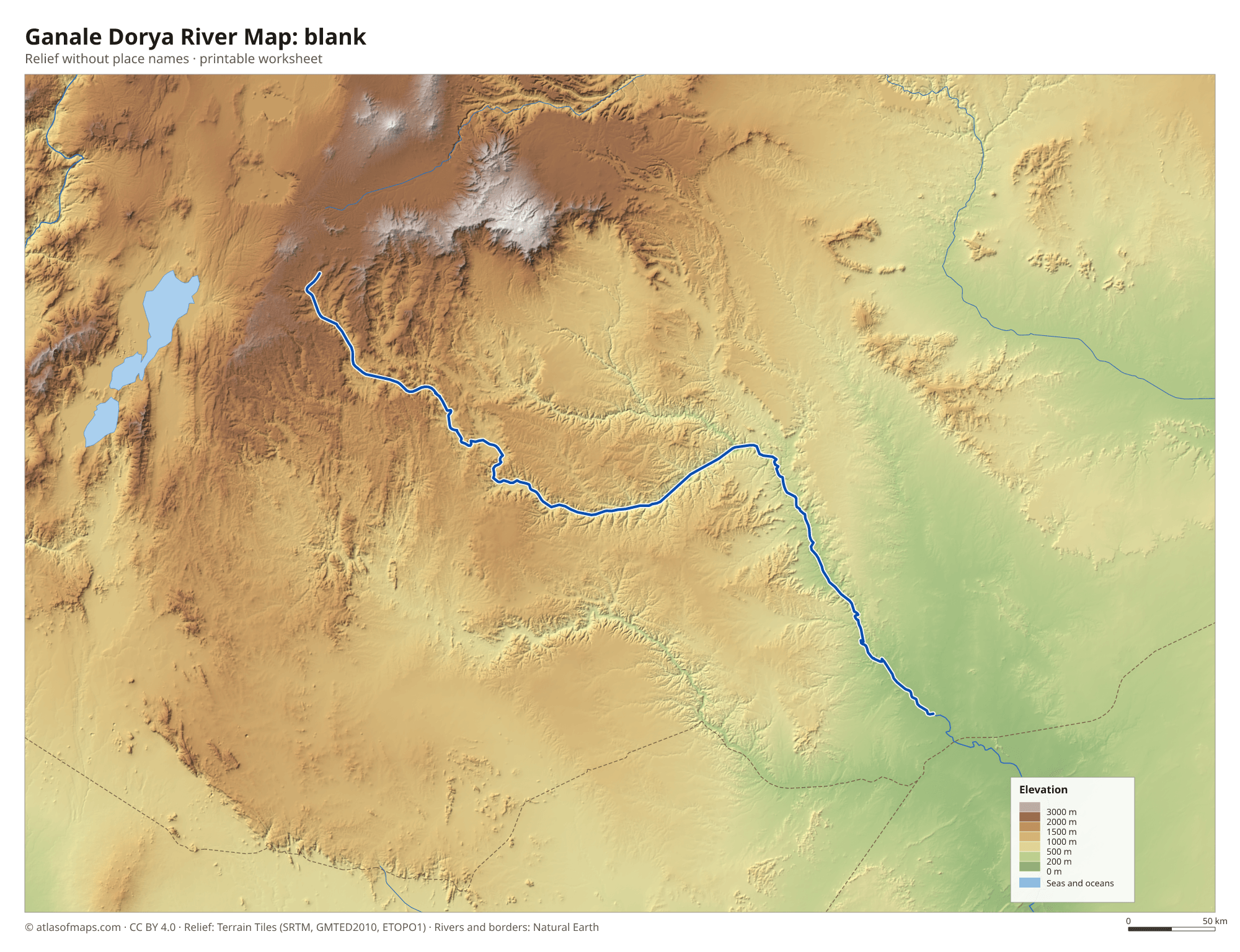Ganale Dorya River Map without names