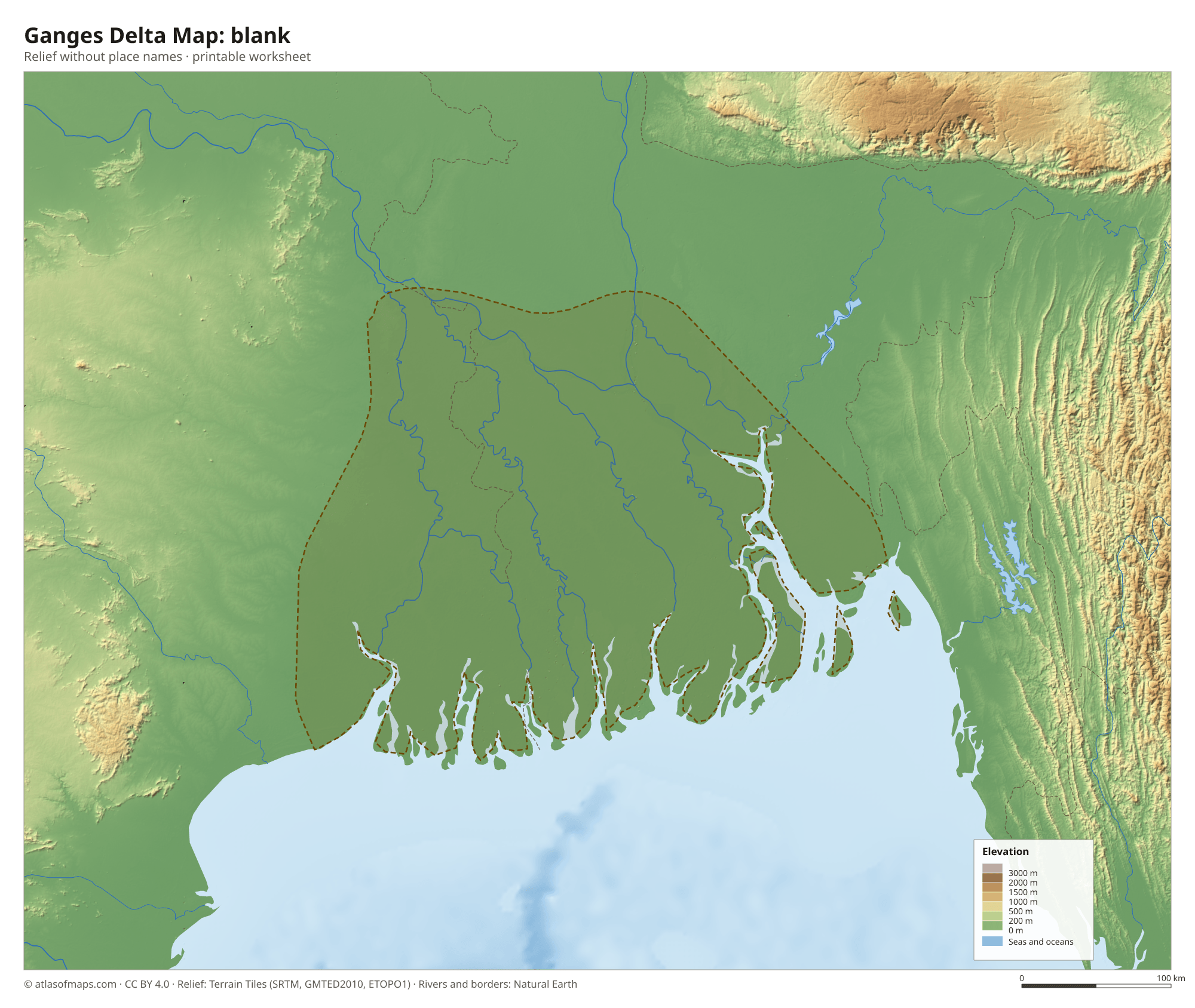 Ganges Delta Map without names