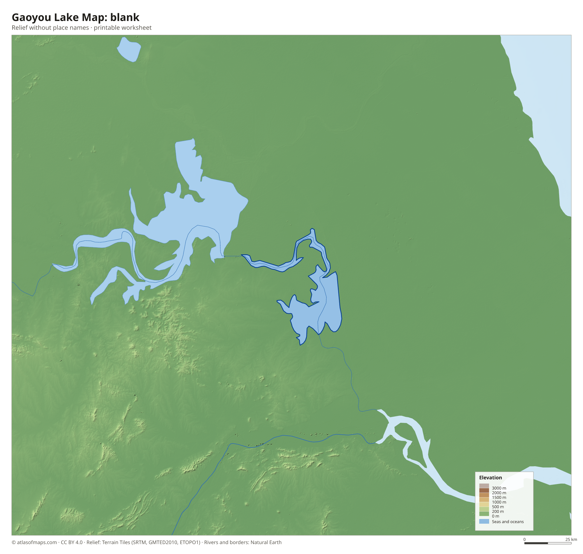 Gaoyou Lake Map without names