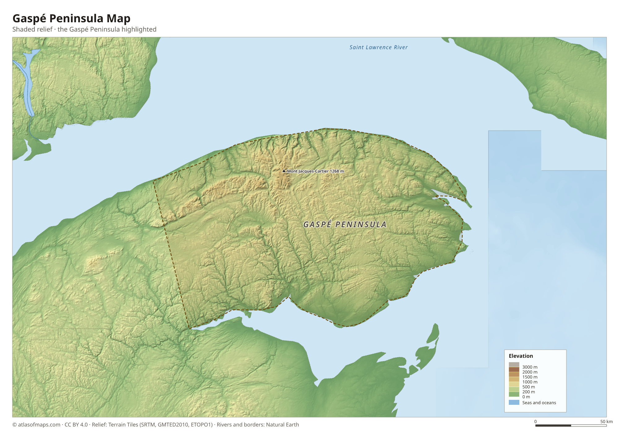 Gaspé Peninsula Map