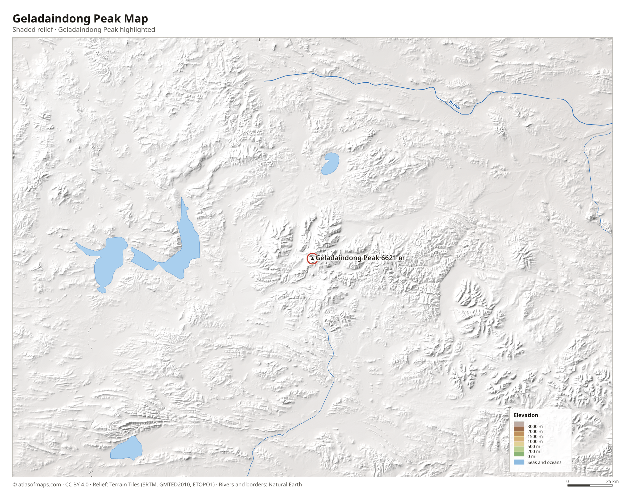 Geladaindong Peak Map