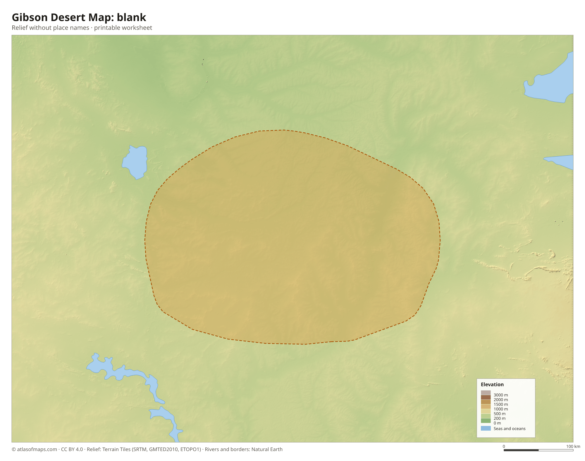 Gibson Desert Map without names