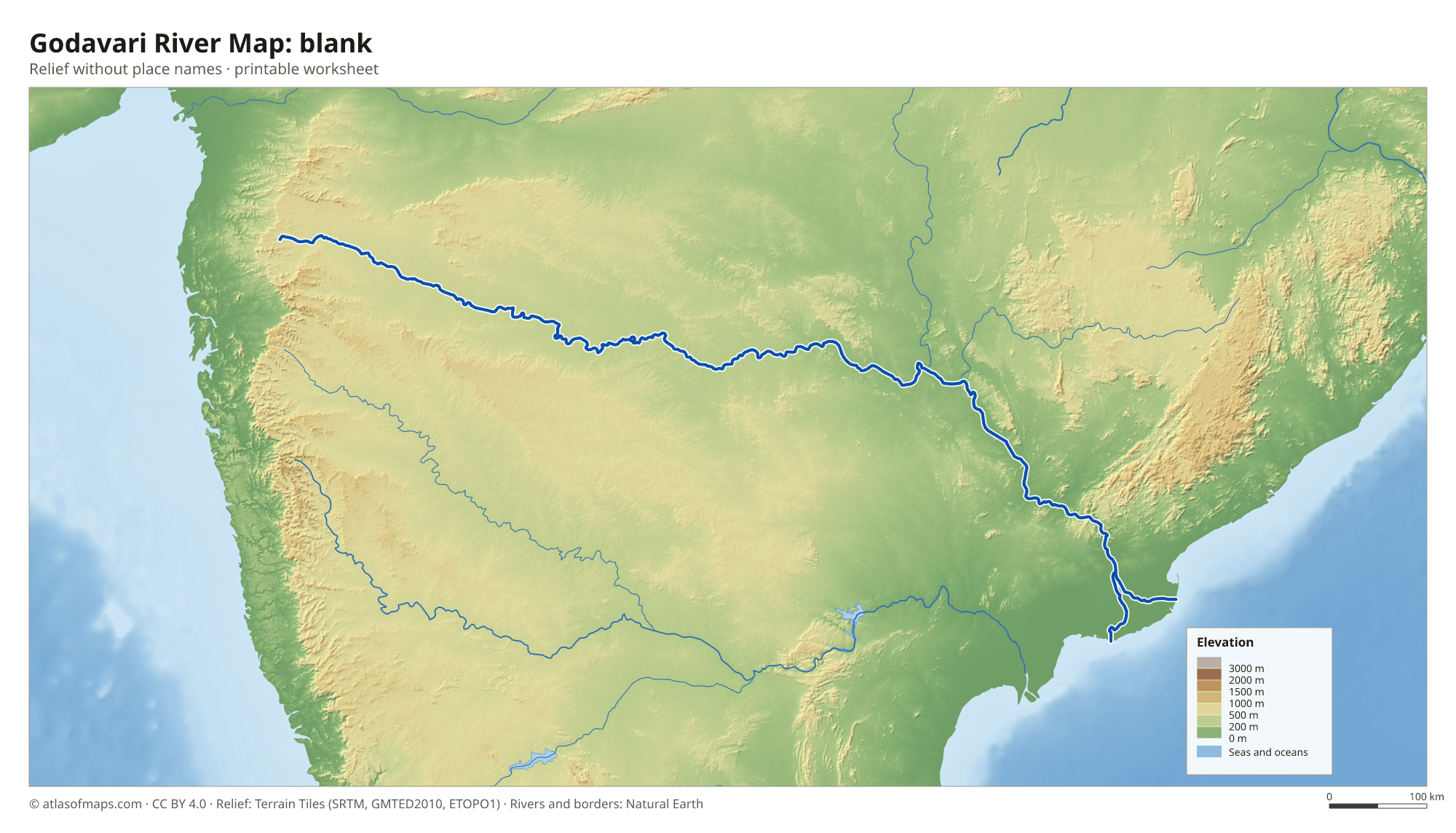 Godavari River Map without names