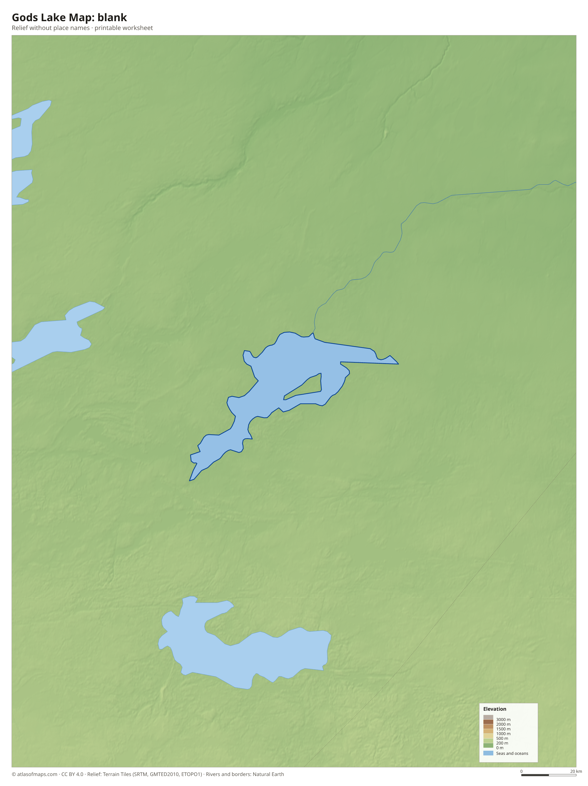 Gods Lake Map without names