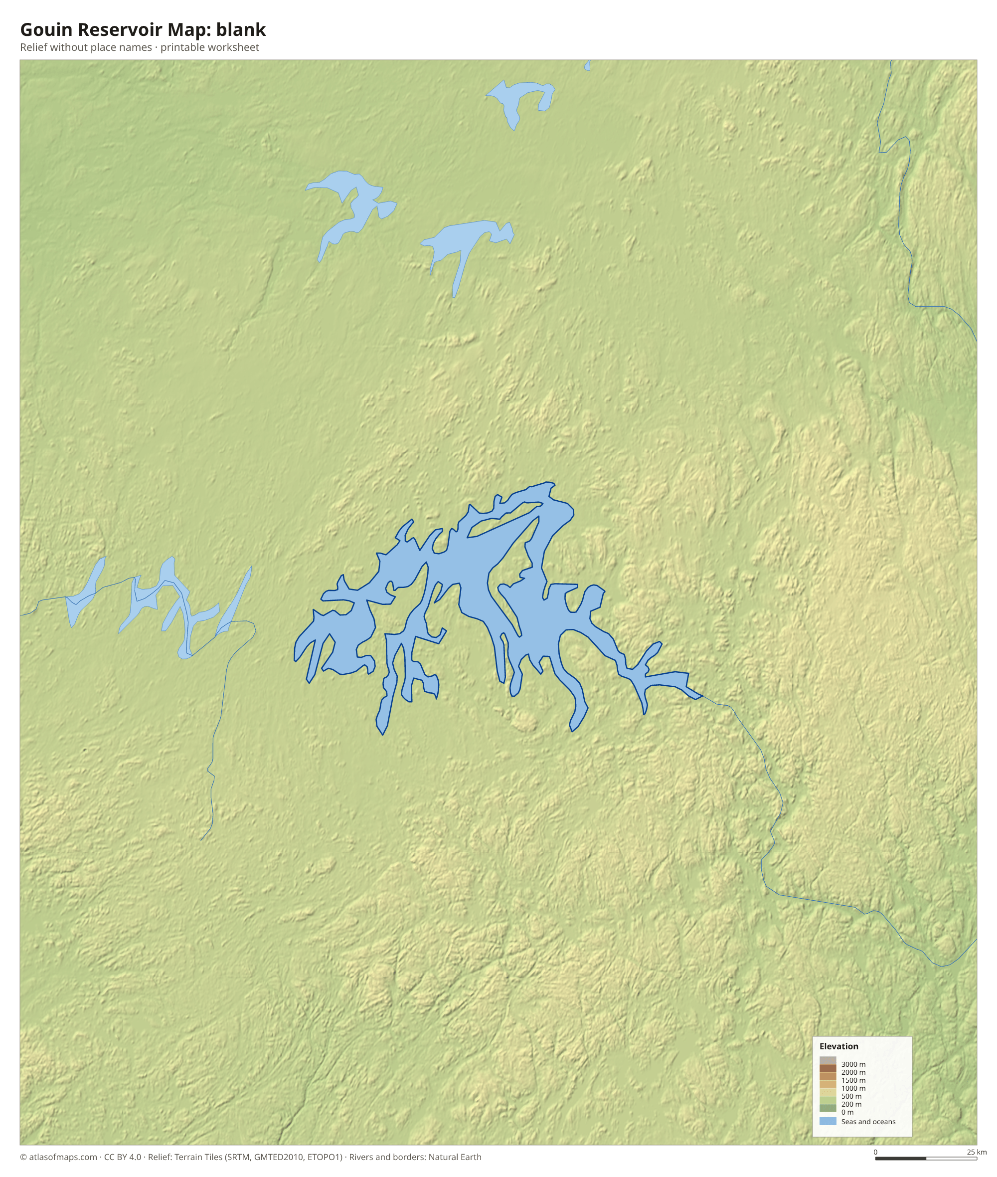 Gouin Reservoir Map without names