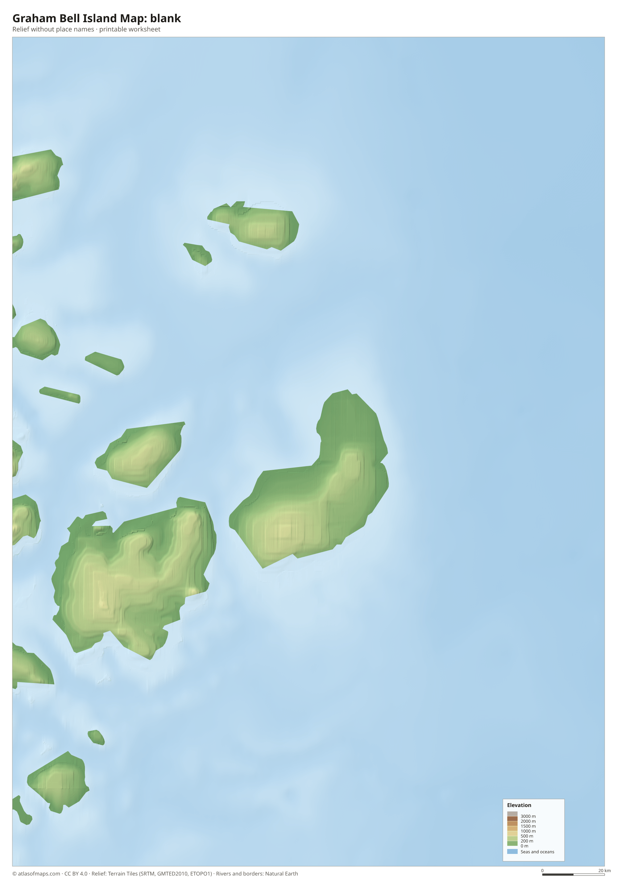 Graham Bell Island Map without names