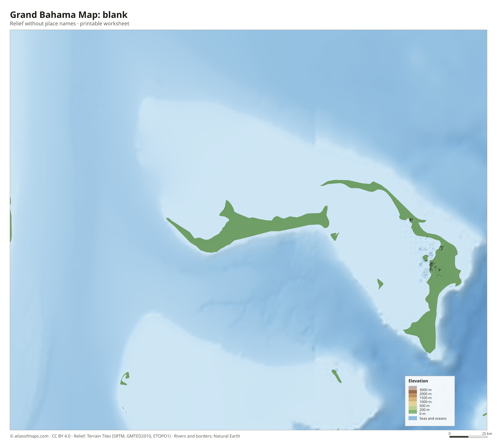 Grand Bahama Map without names