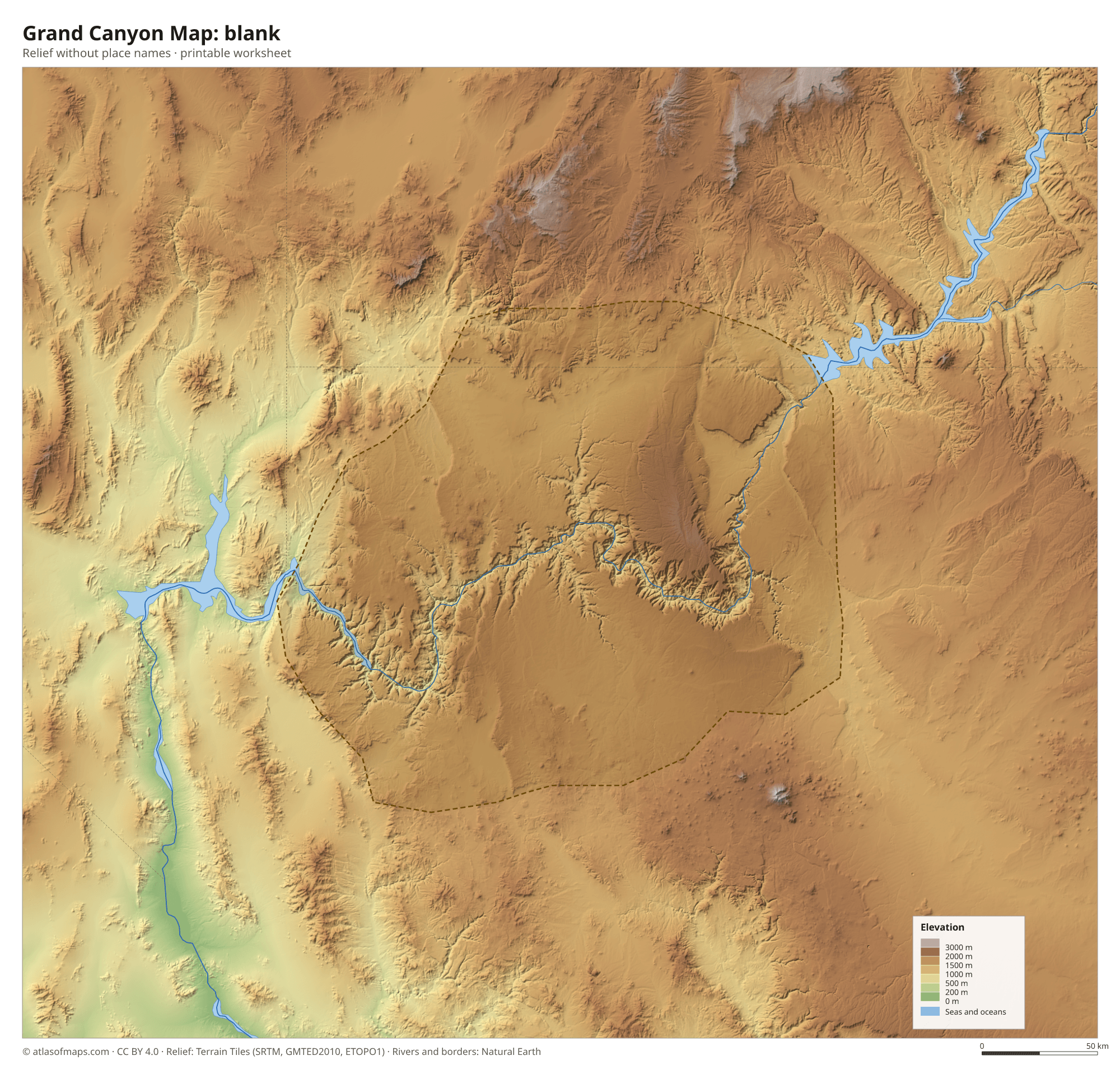 Grand Canyon Map without names