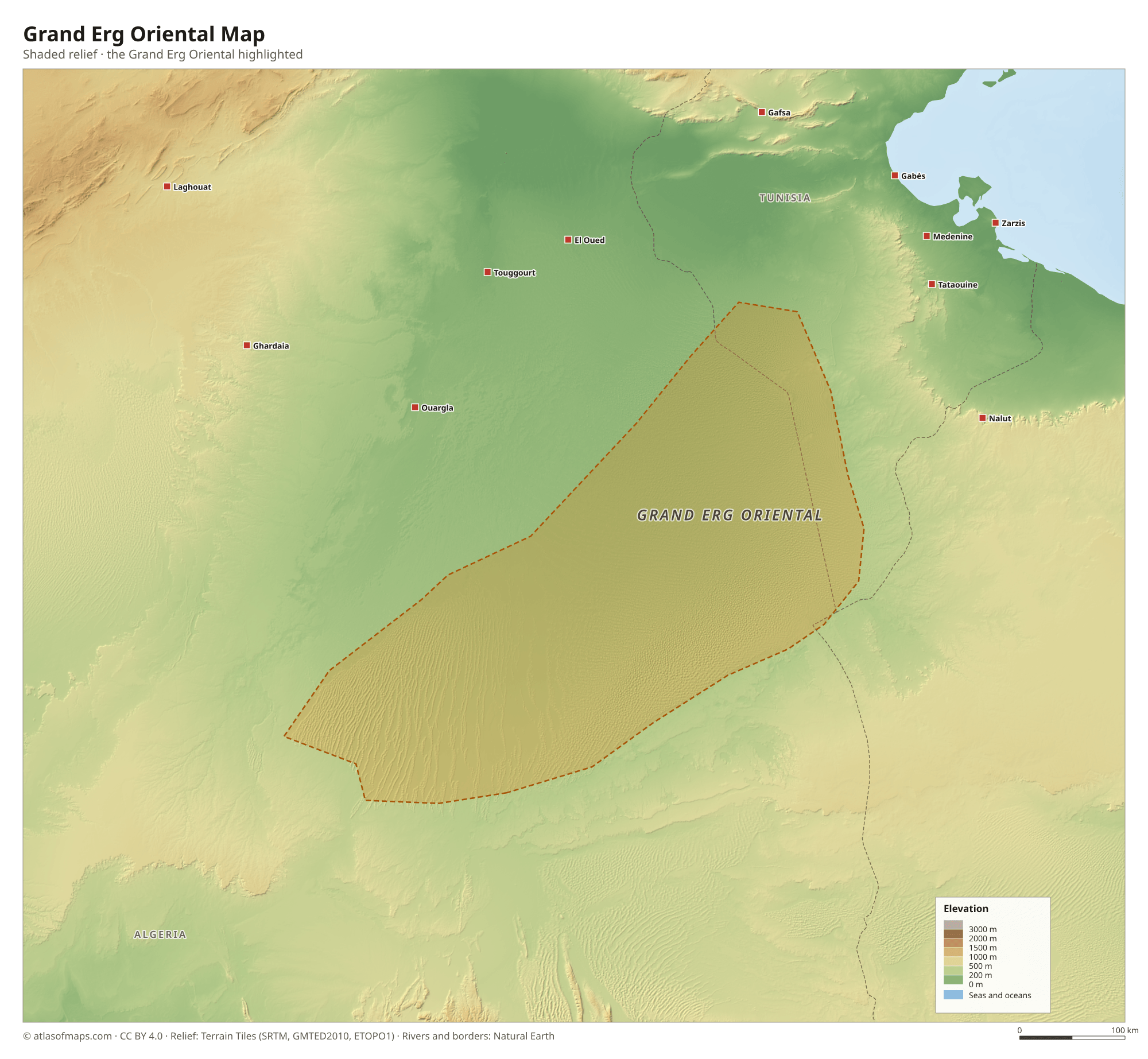 Grand Erg Oriental Map