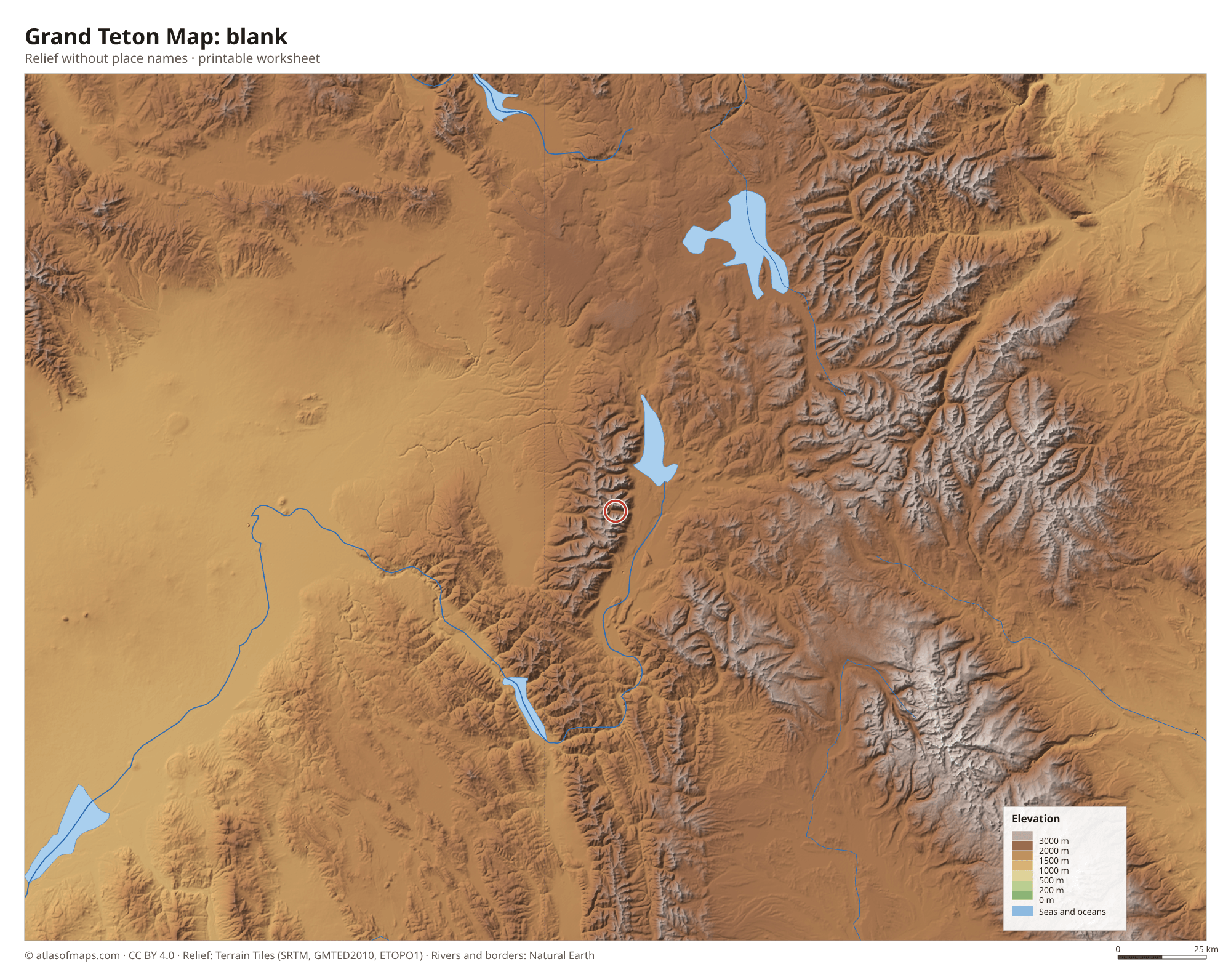 Grand Teton Map without names