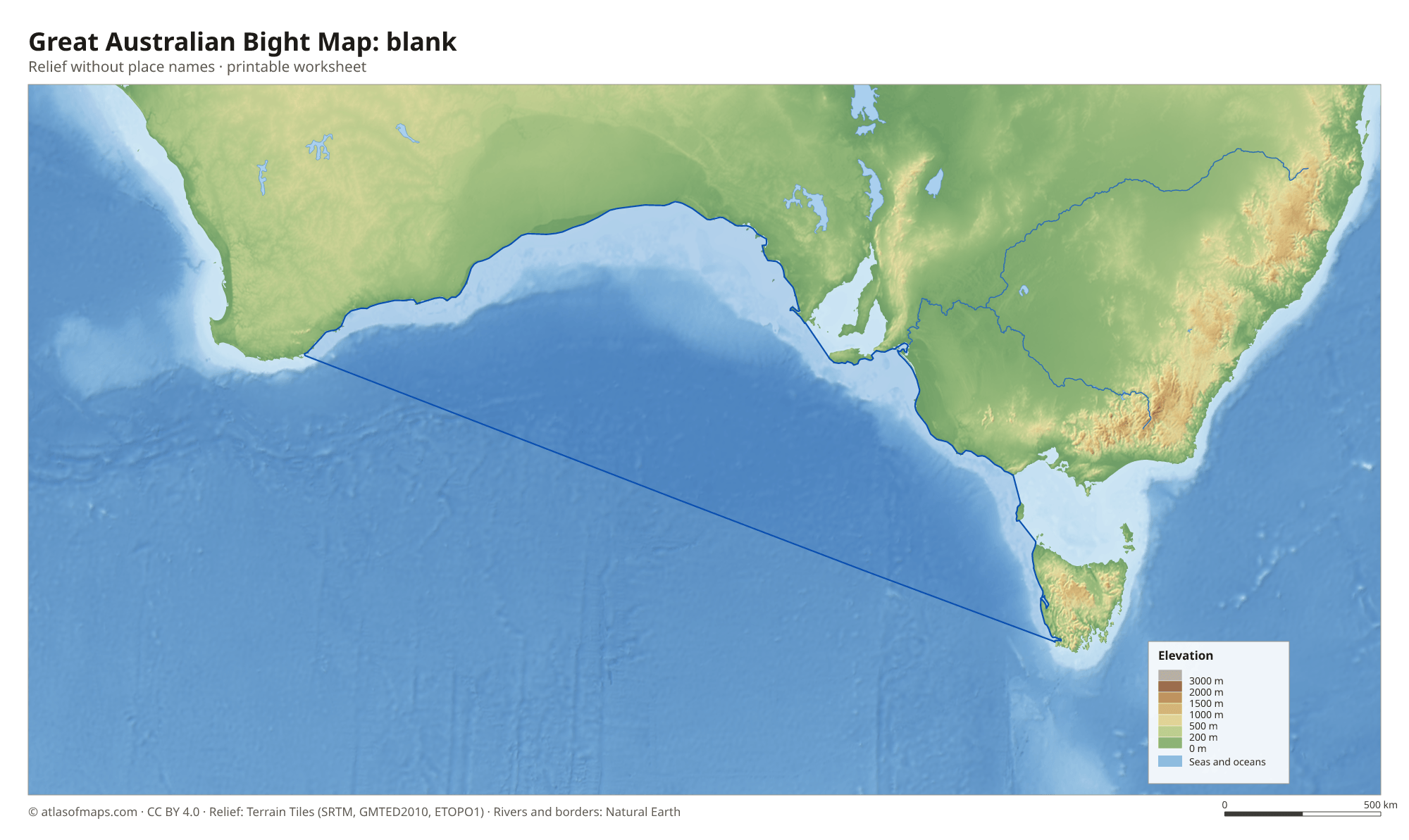 Great Australian Bight Map without names