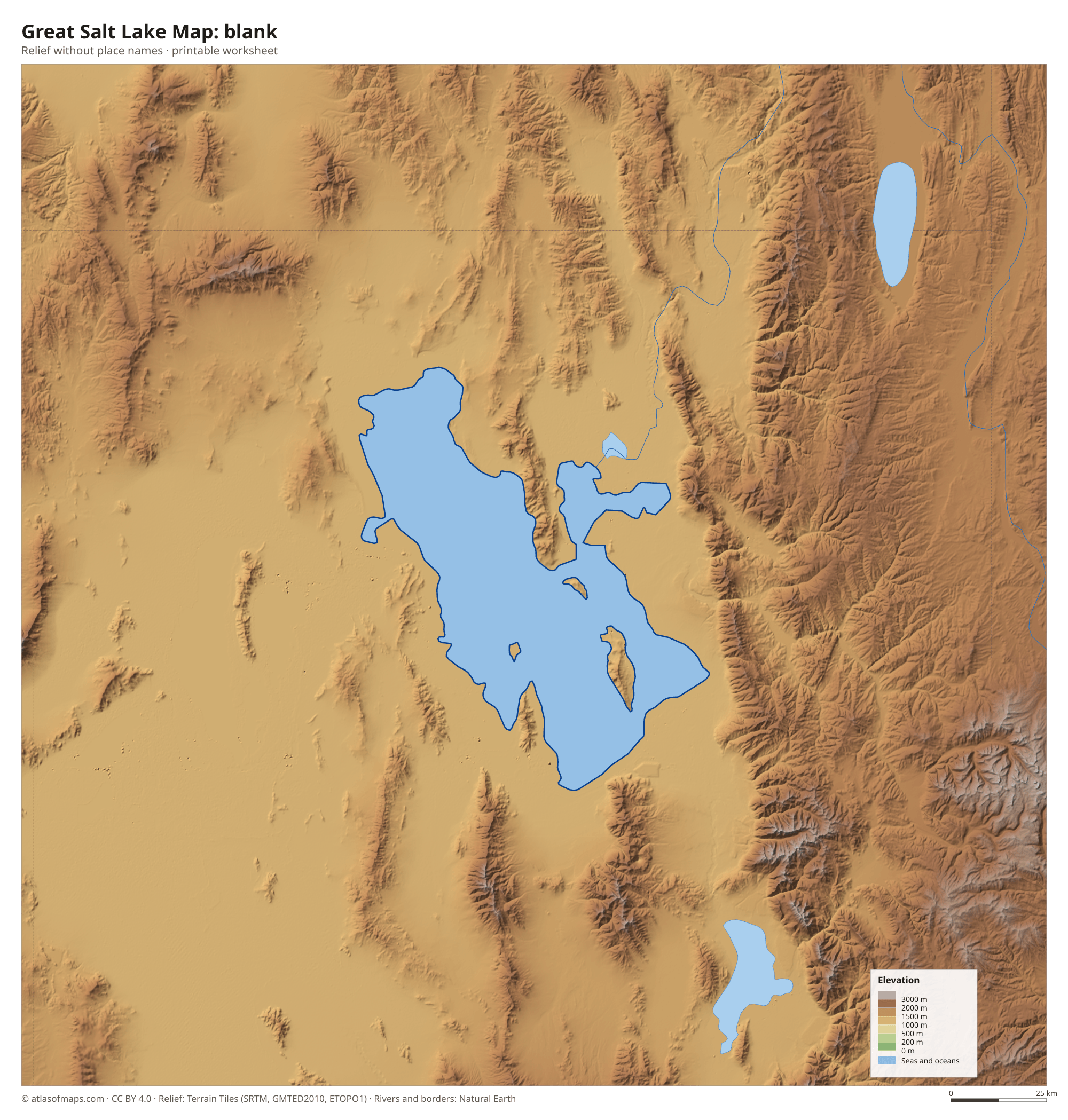 Great Salt Lake Map without names