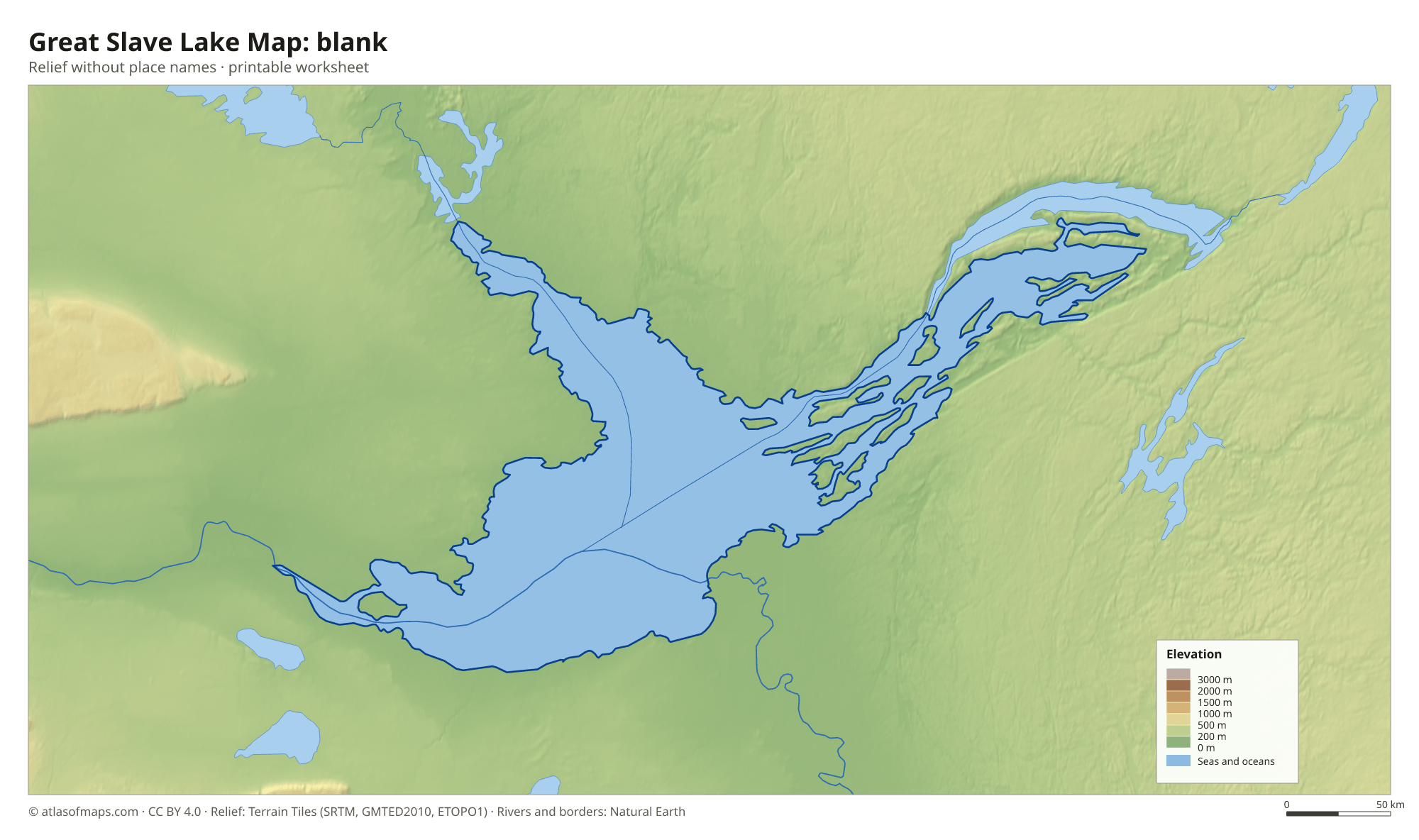 Great Slave Lake Map without names