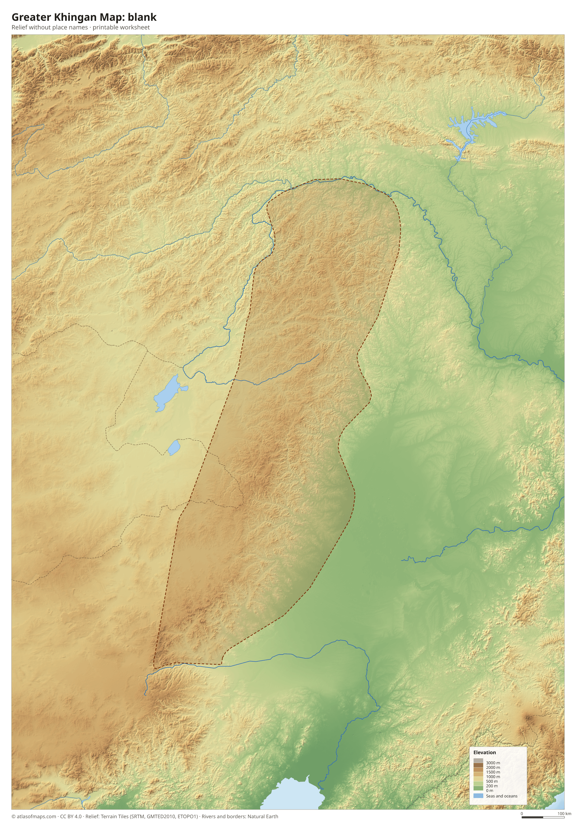 Greater Khingan Map without names