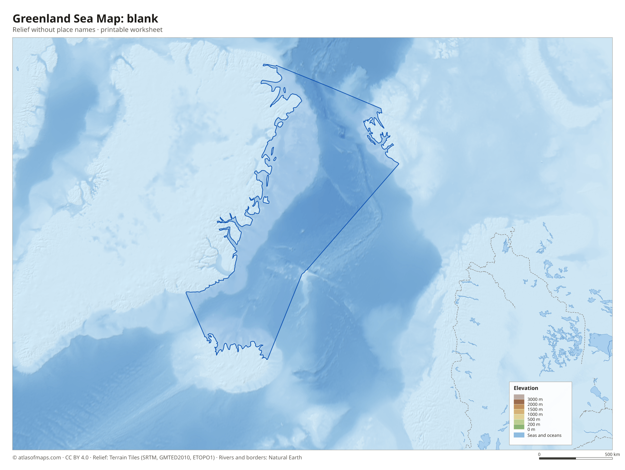 Greenland Sea Map without names
