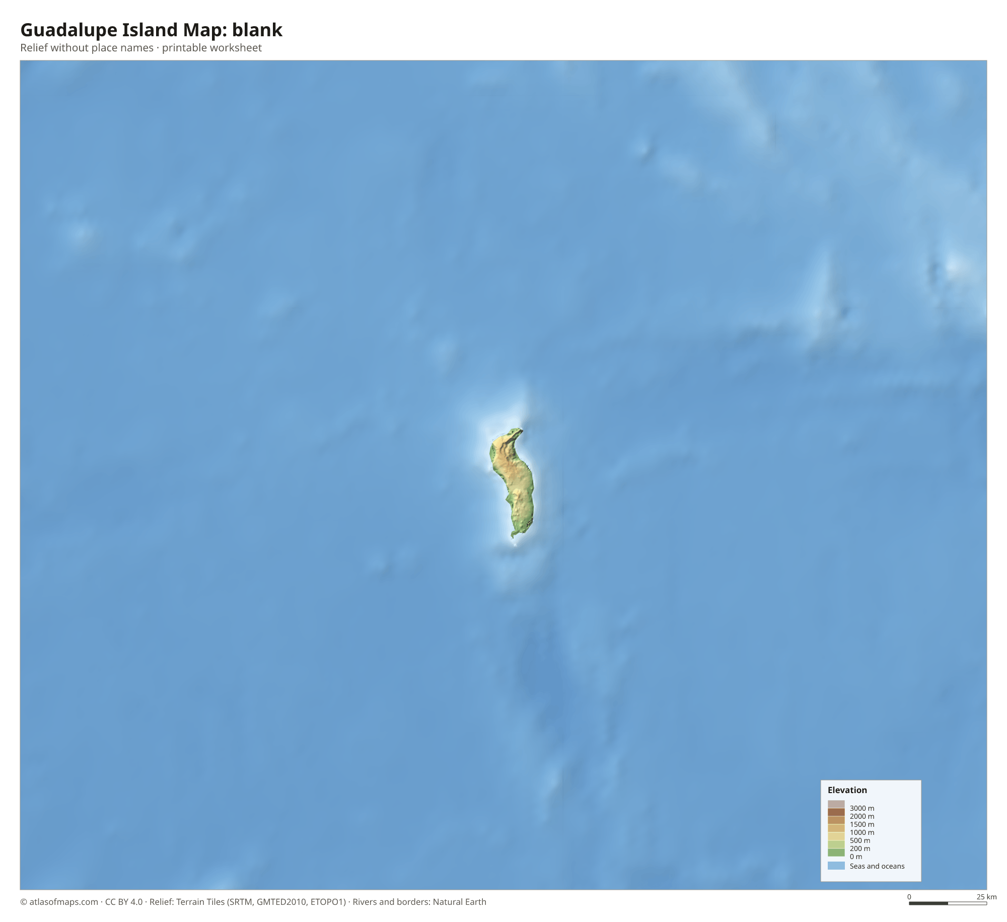 Guadalupe Island Map without names