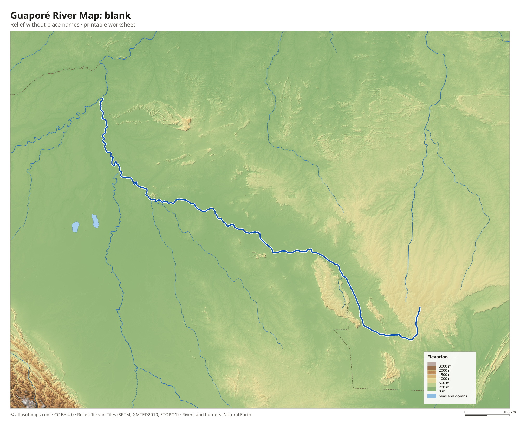 Guaporé River Map without names