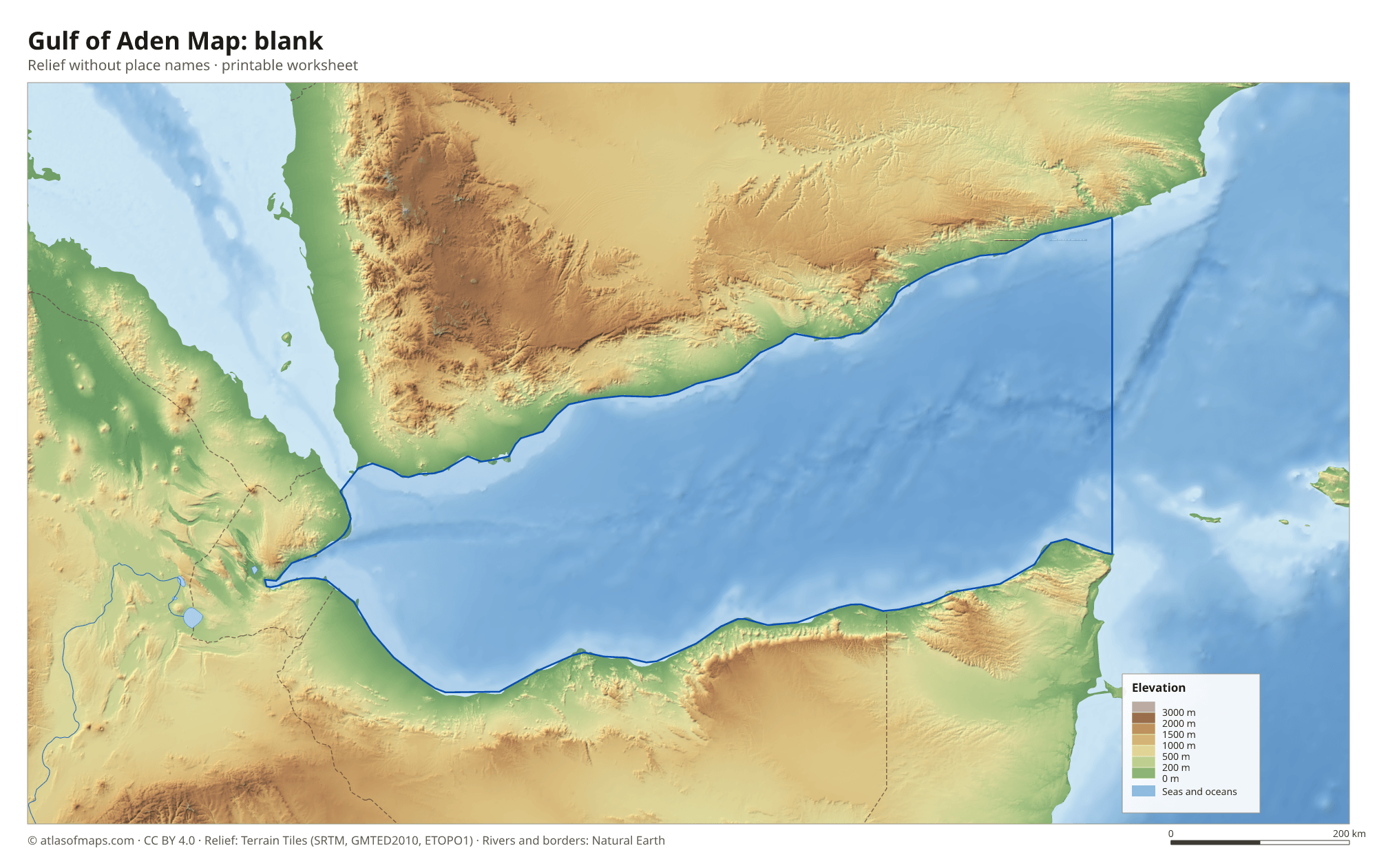 Gulf of Aden Map without names