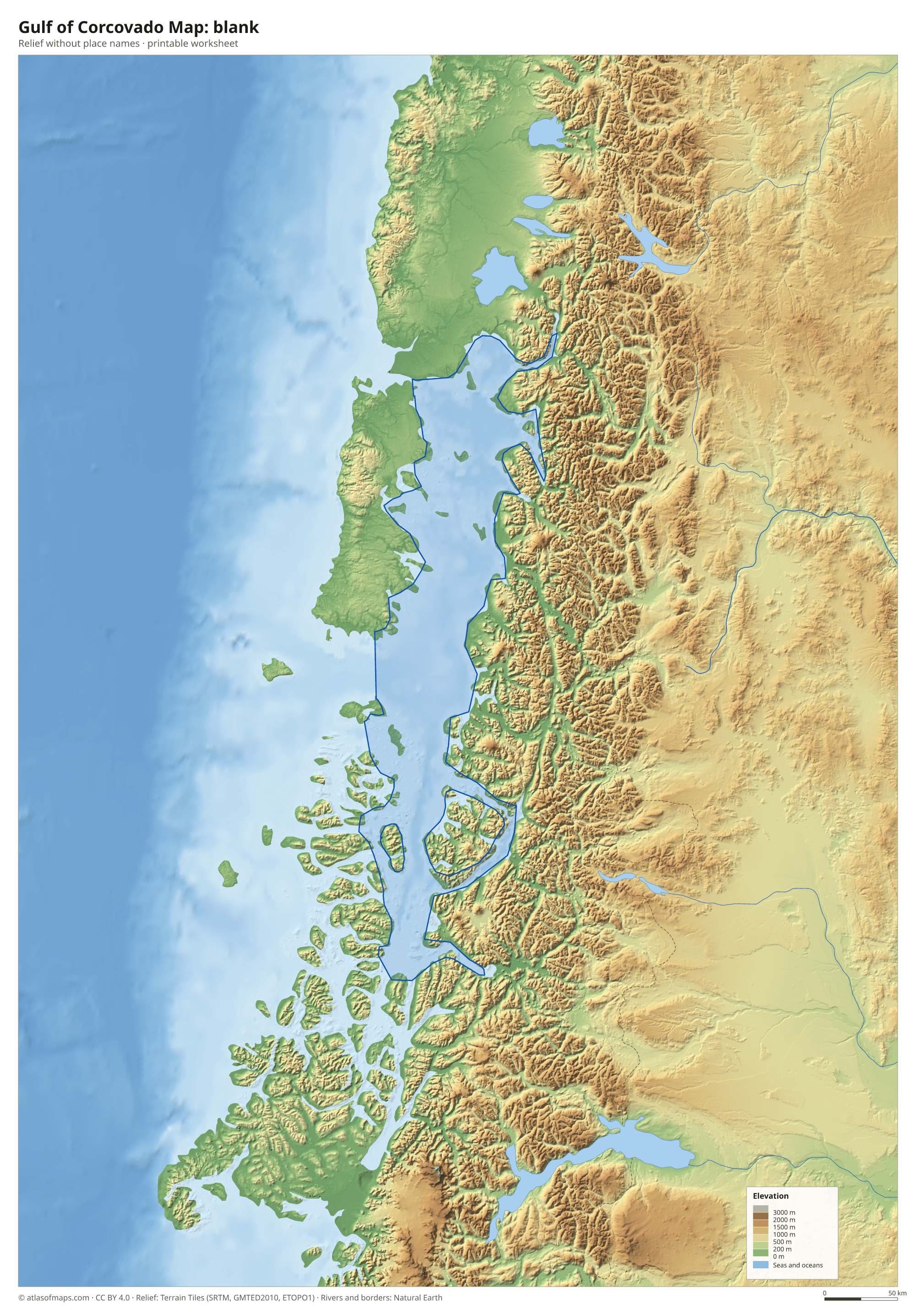 Gulf of Corcovado Map without names