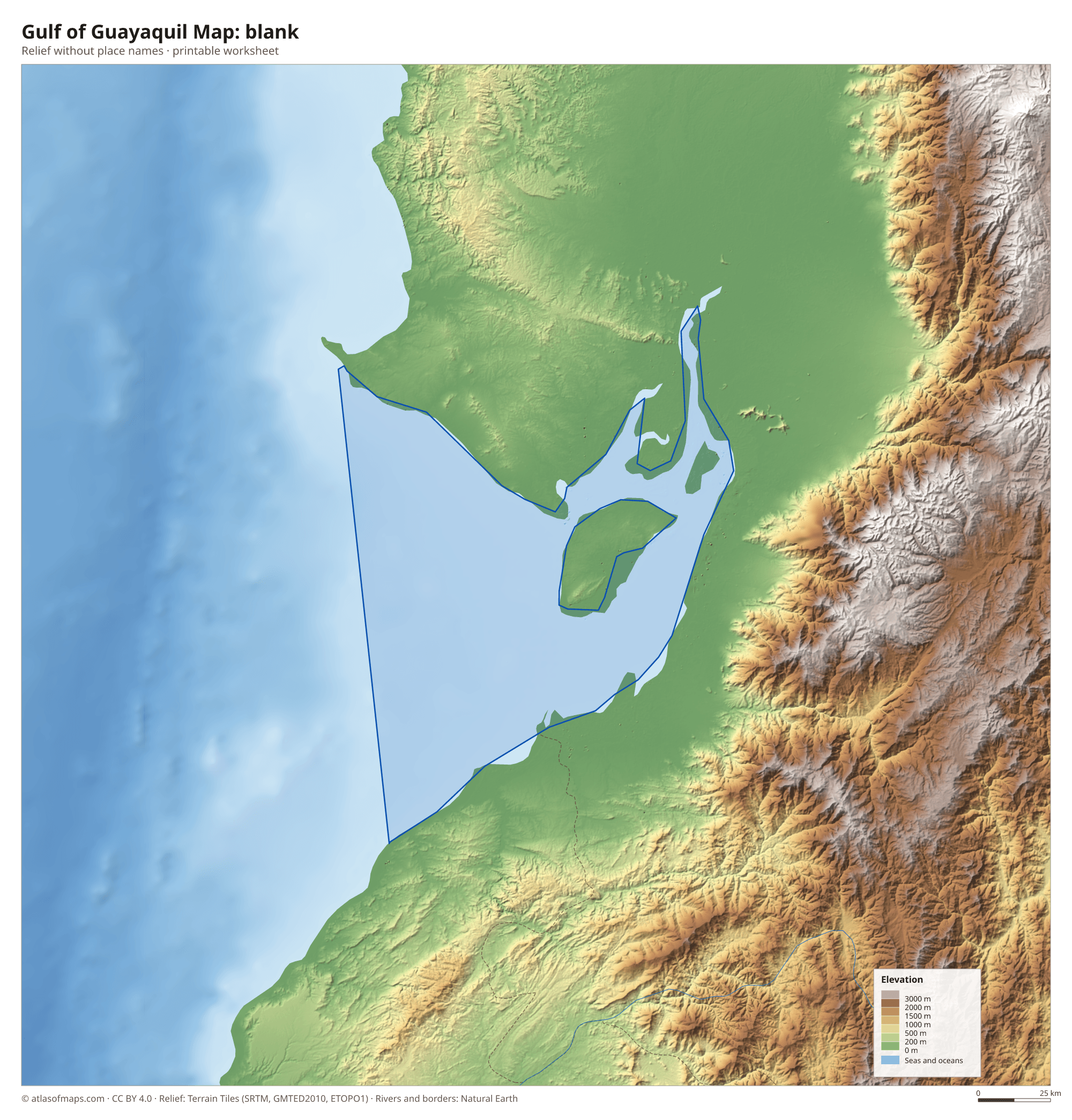 Gulf of Guayaquil Map without names