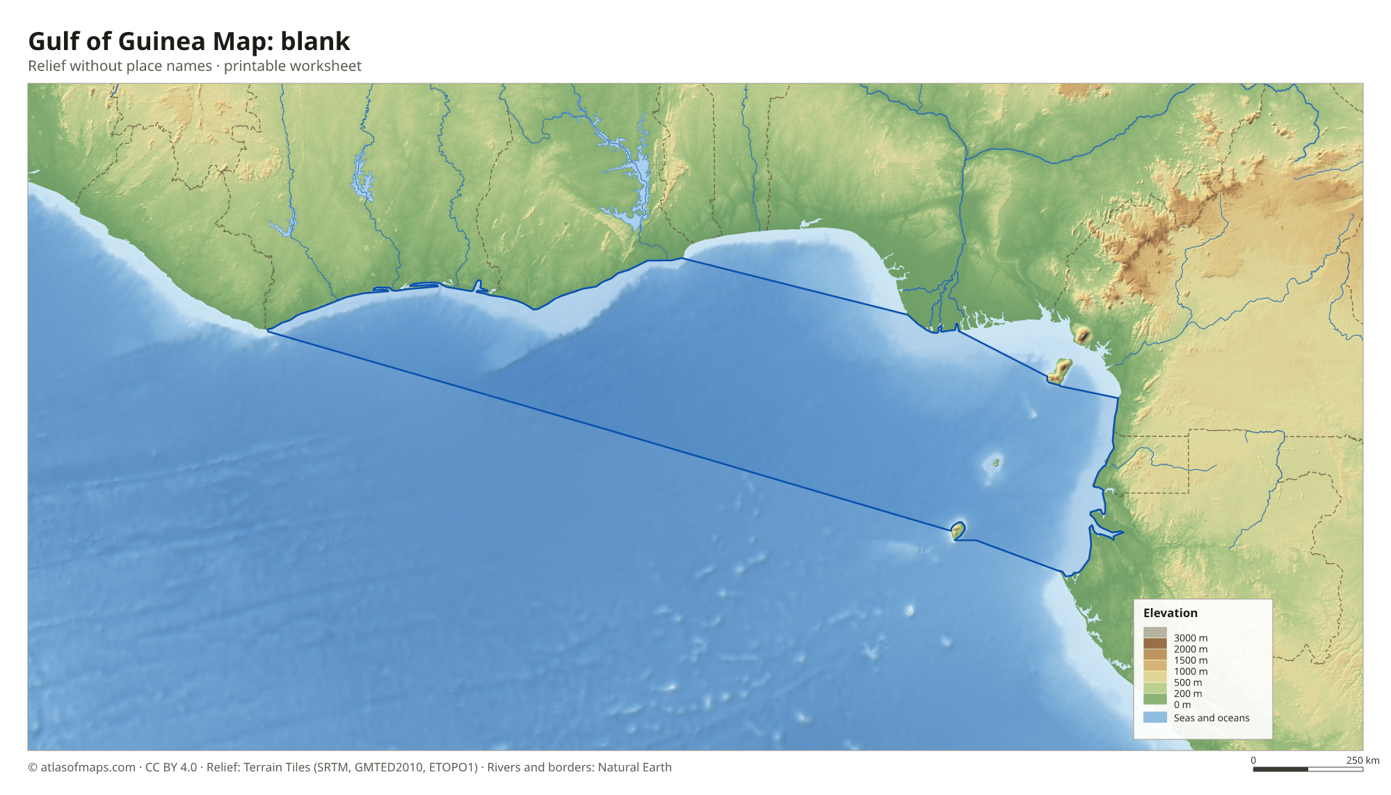 Gulf of Guinea Map without names