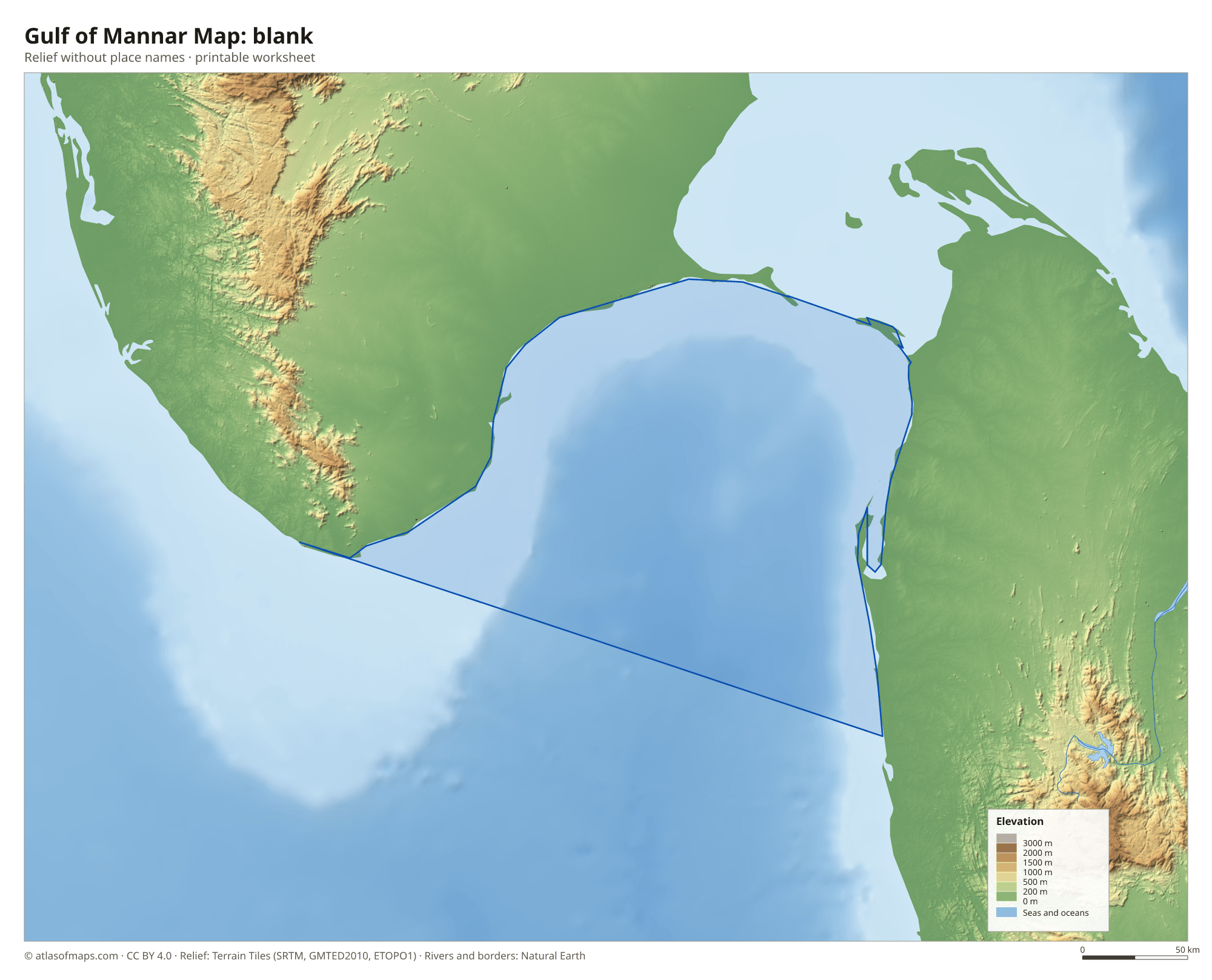 Gulf of Mannar Map without names