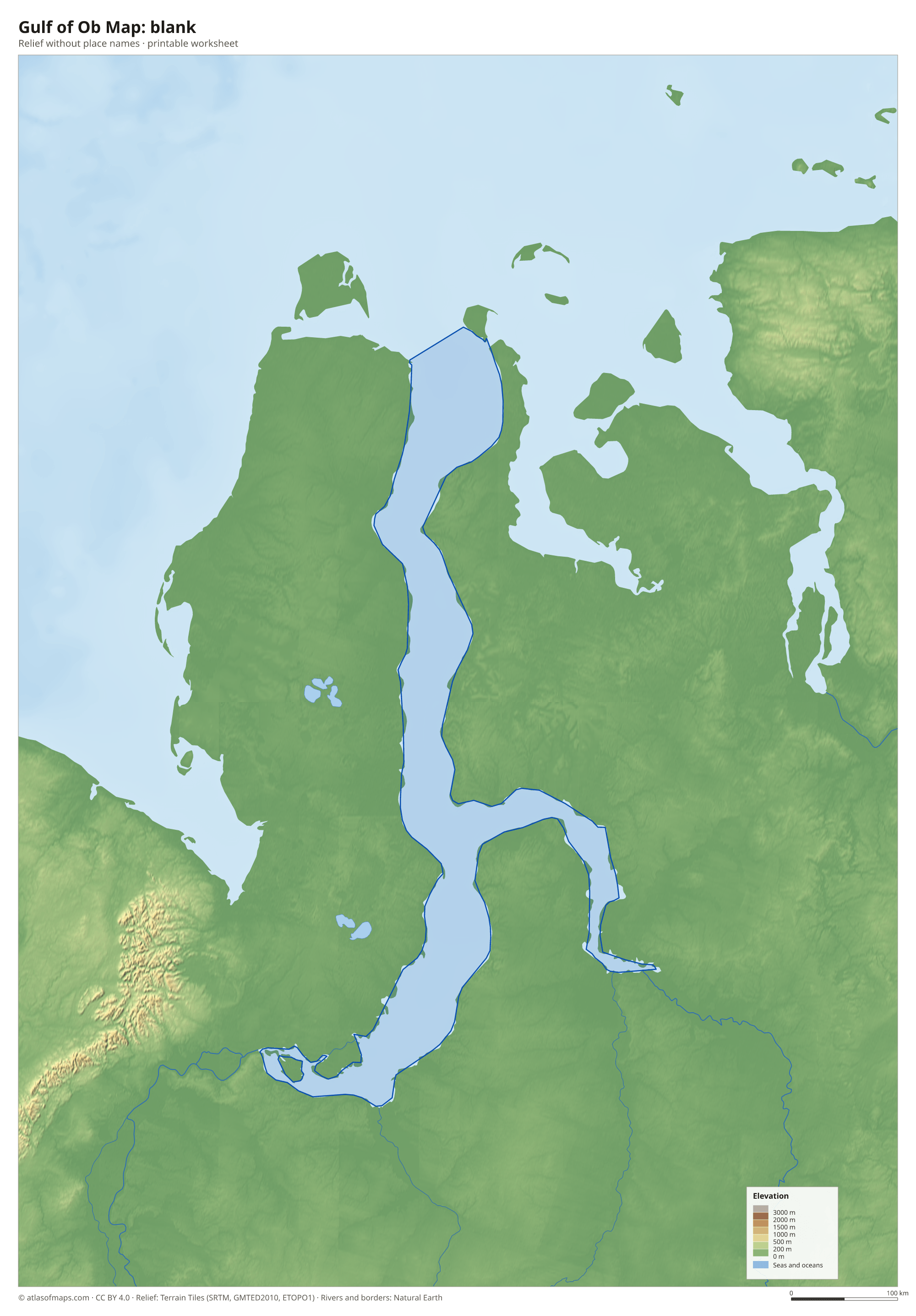 Gulf of Ob Map without names
