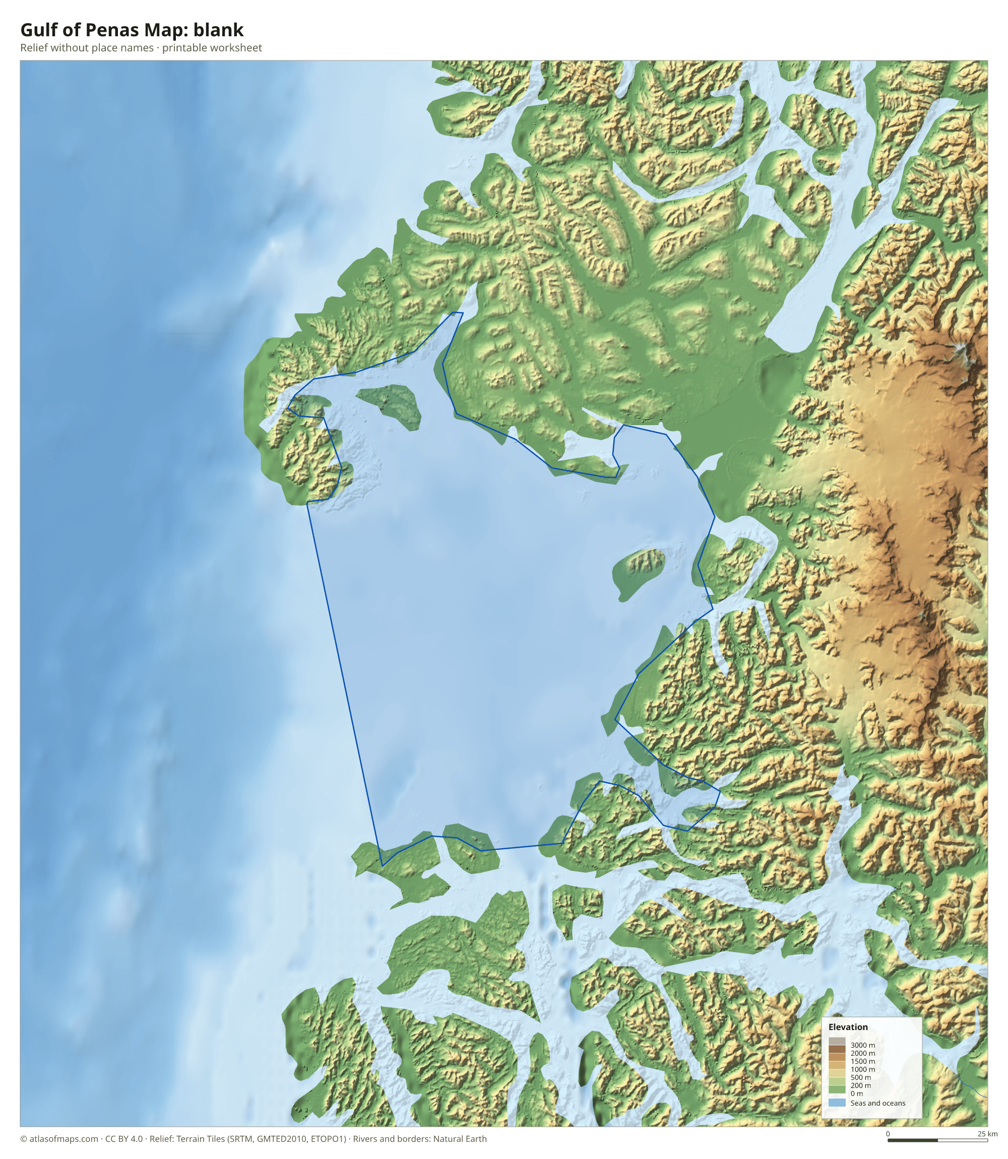 Gulf of Penas Map without names