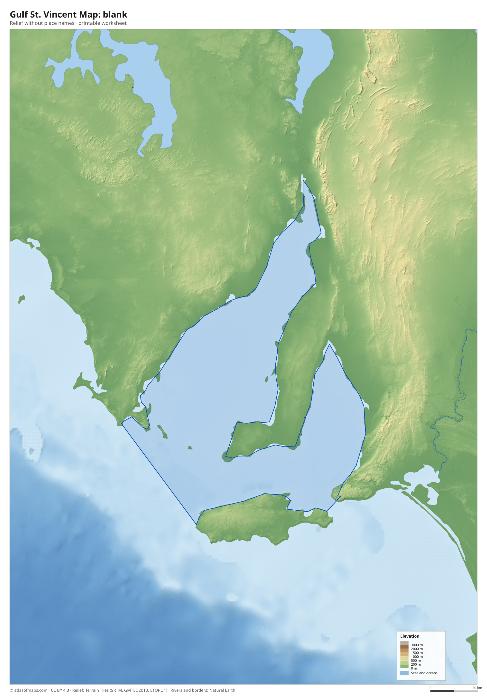 Gulf St. Vincent Map without names