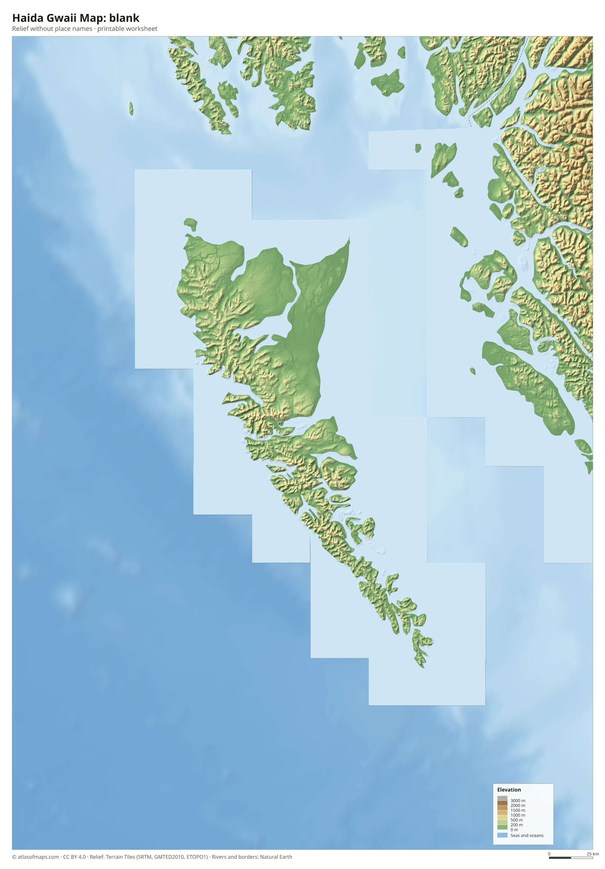 Haida Gwaii Map without names
