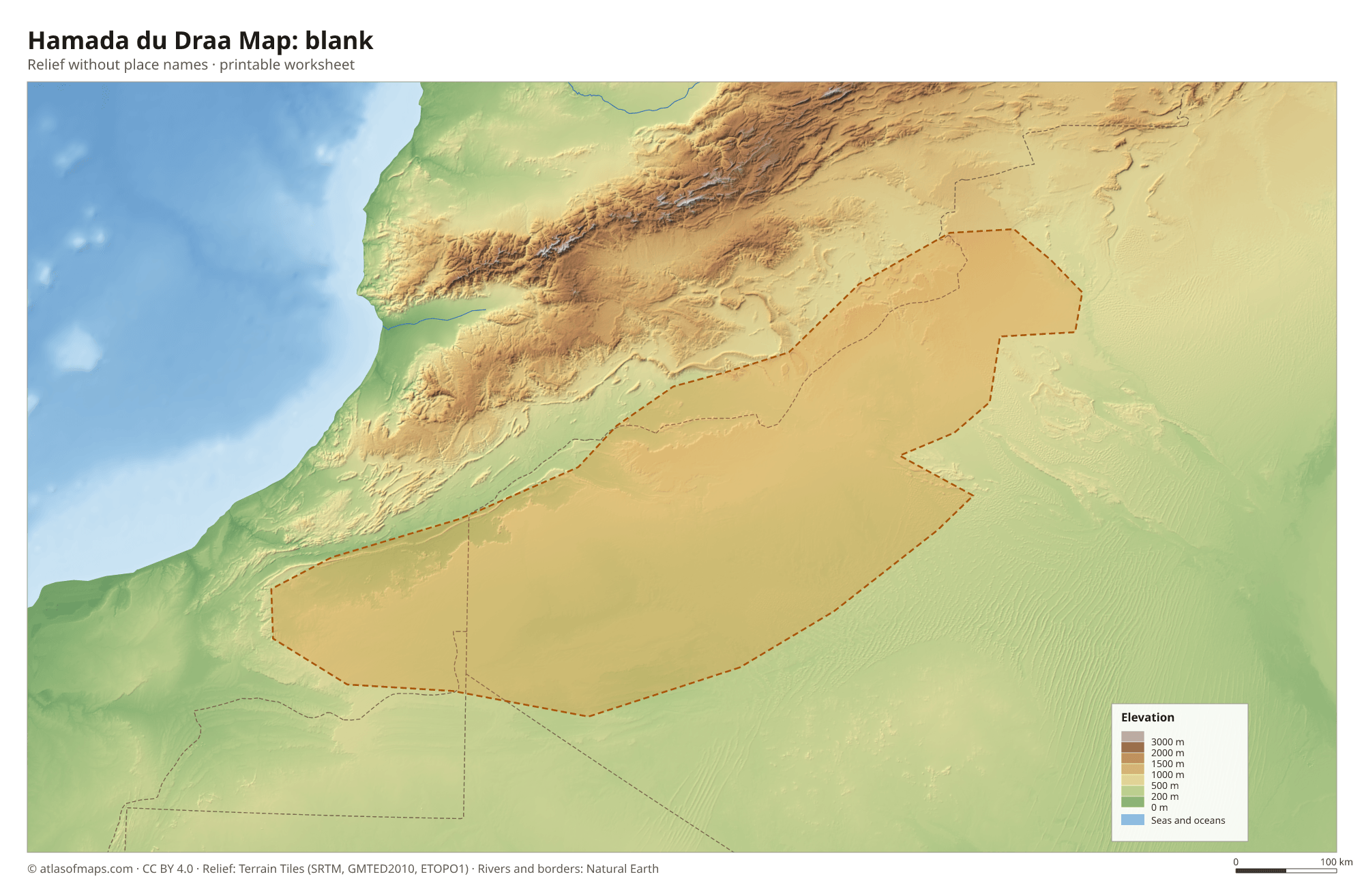 Hamada du Draa Map without names