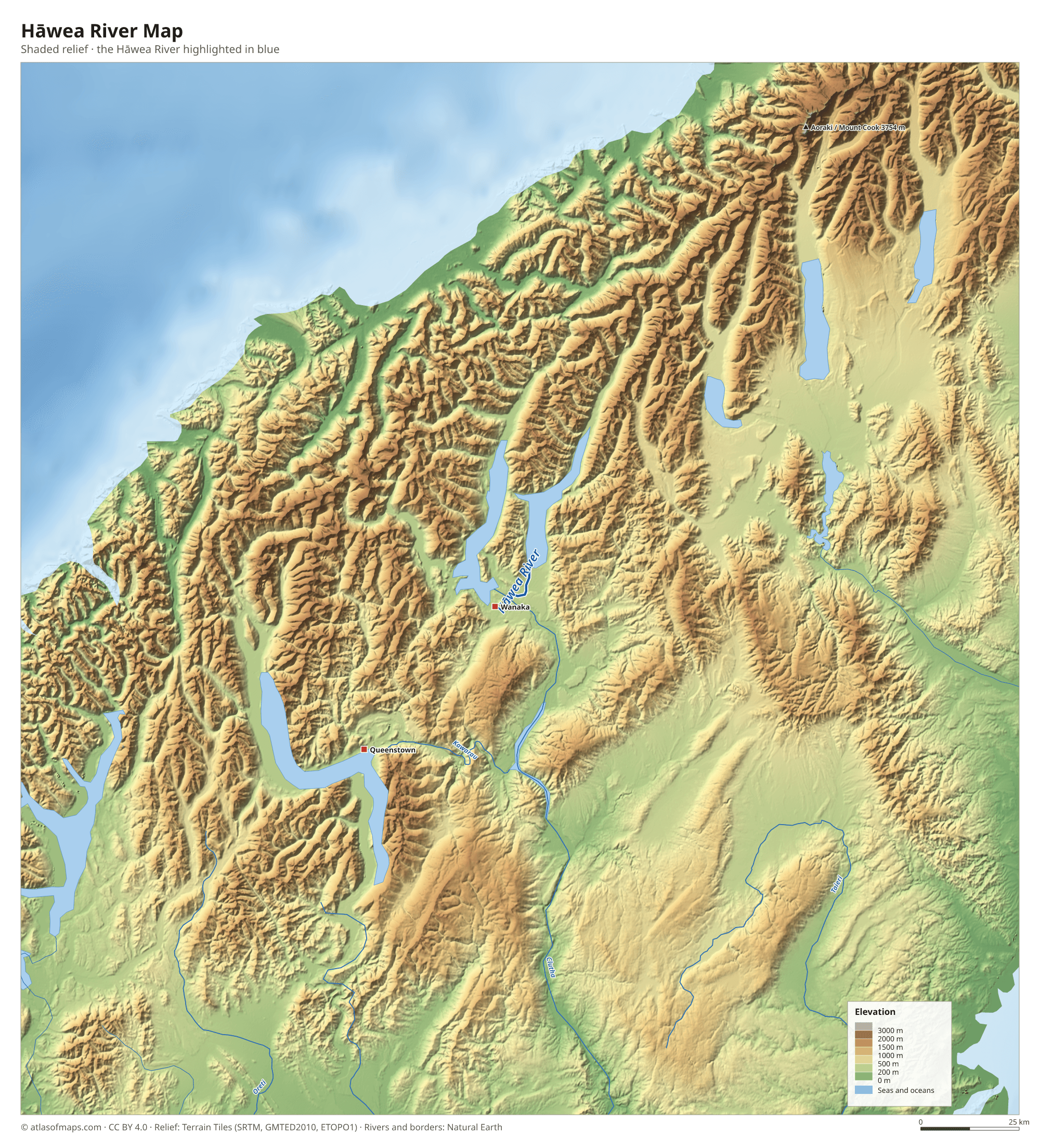 Hāwea River Map