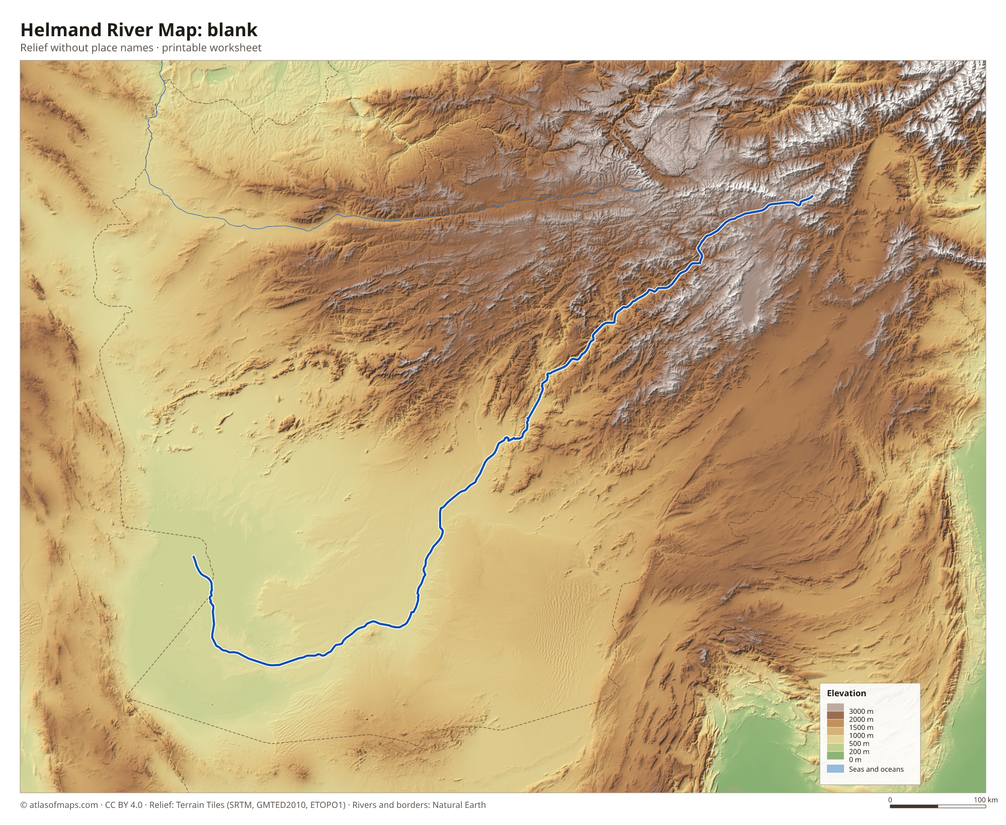 Helmand River Map without names