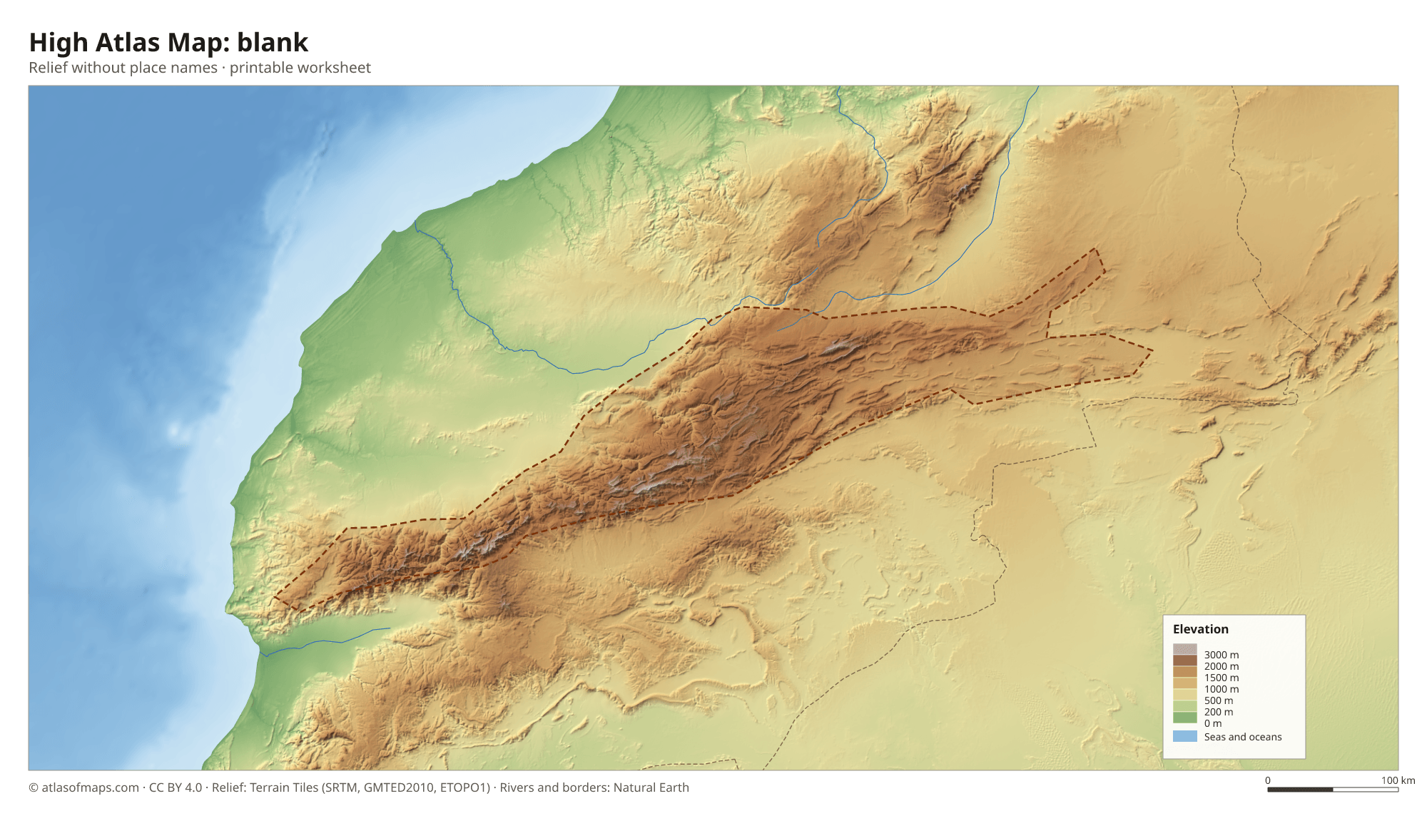 High Atlas Map without names