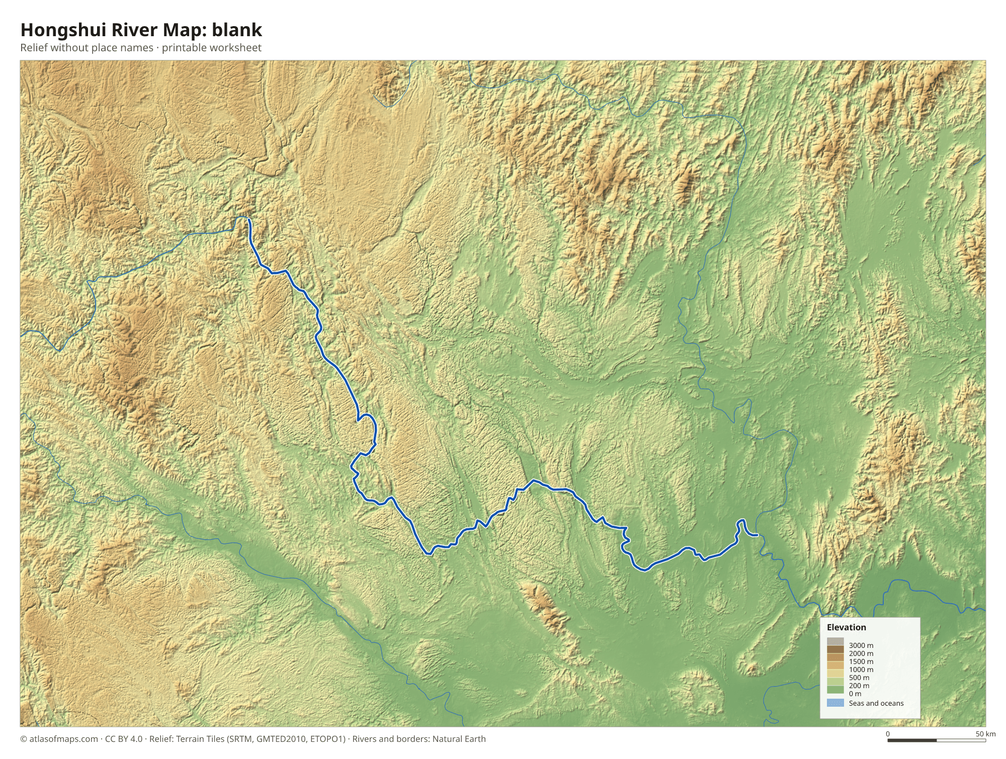 Hongshui River Map without names