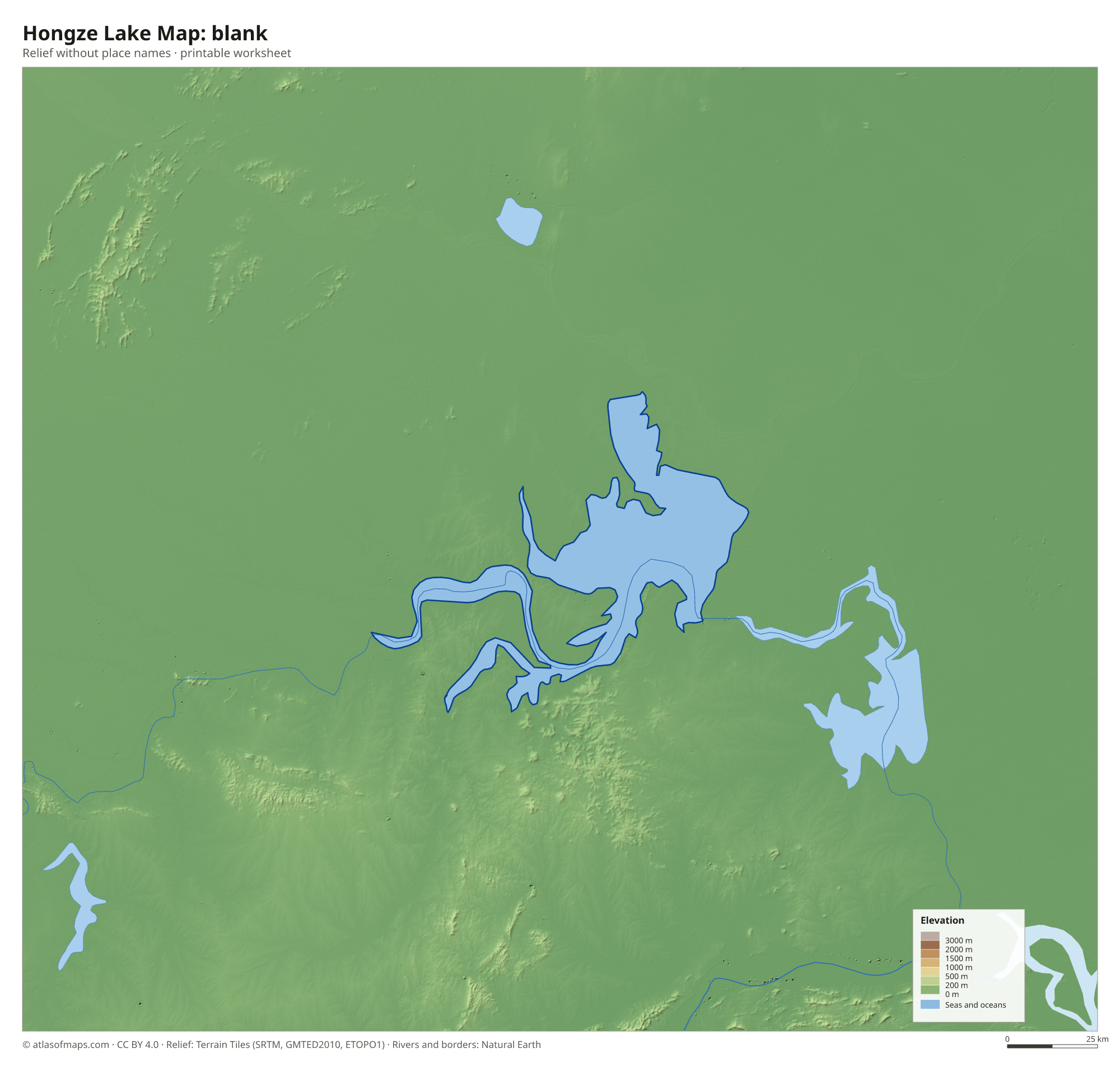 Hongze Lake Map without names
