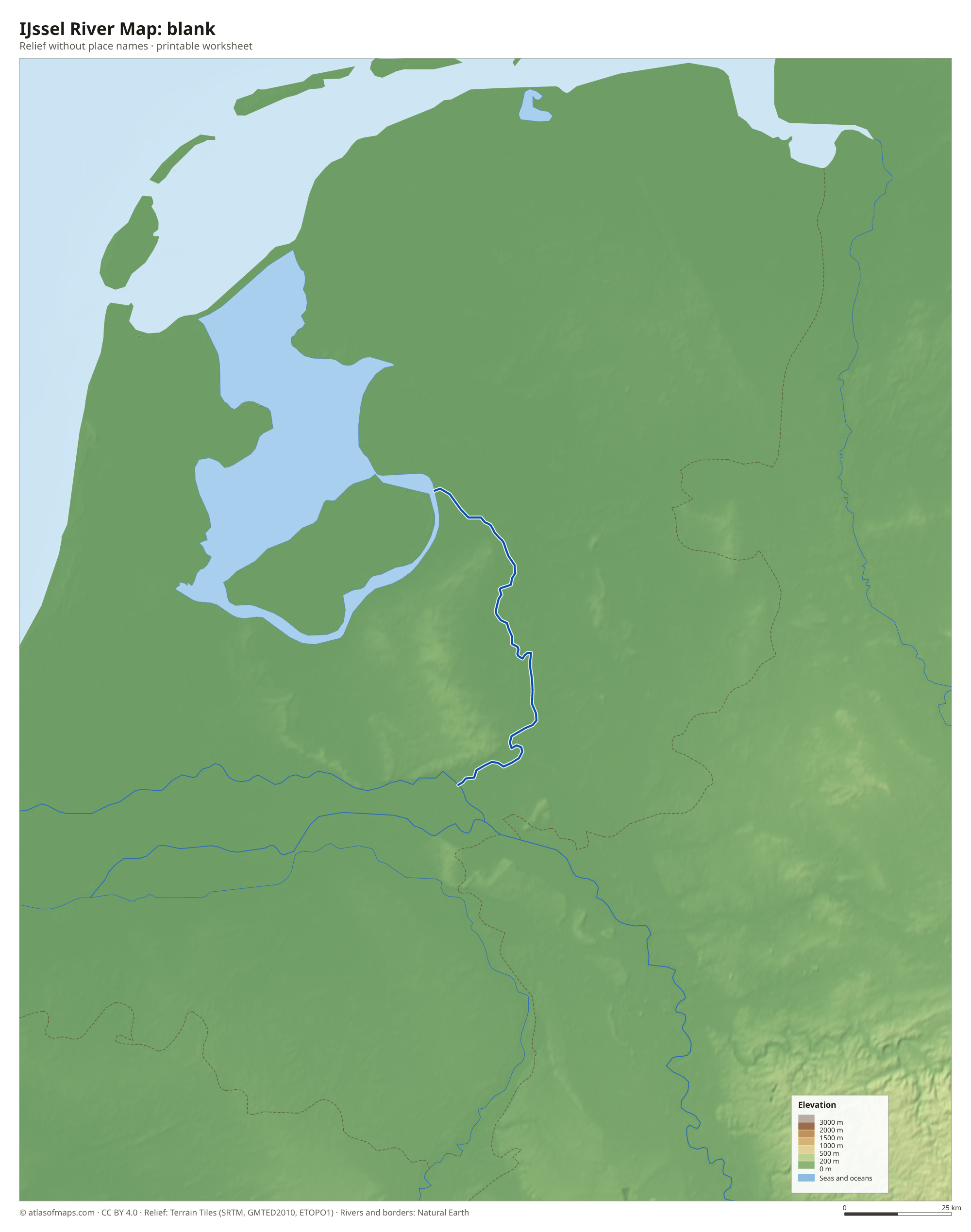 IJssel River Map without names