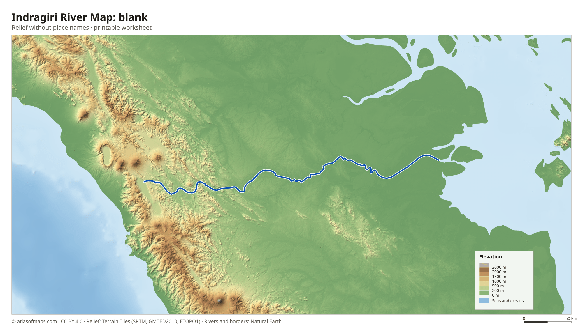 Indragiri River Map without names