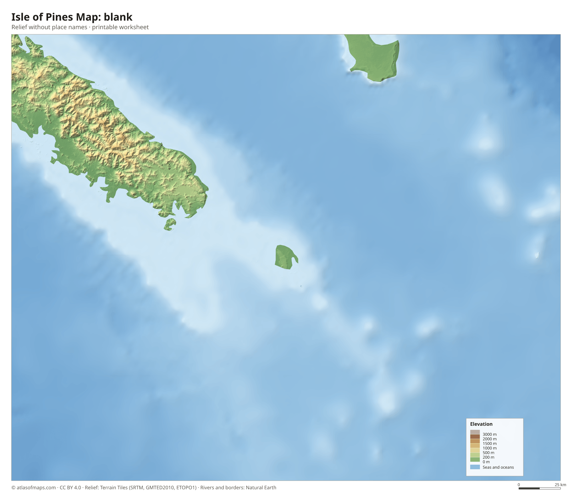 Isle of Pines Map without names