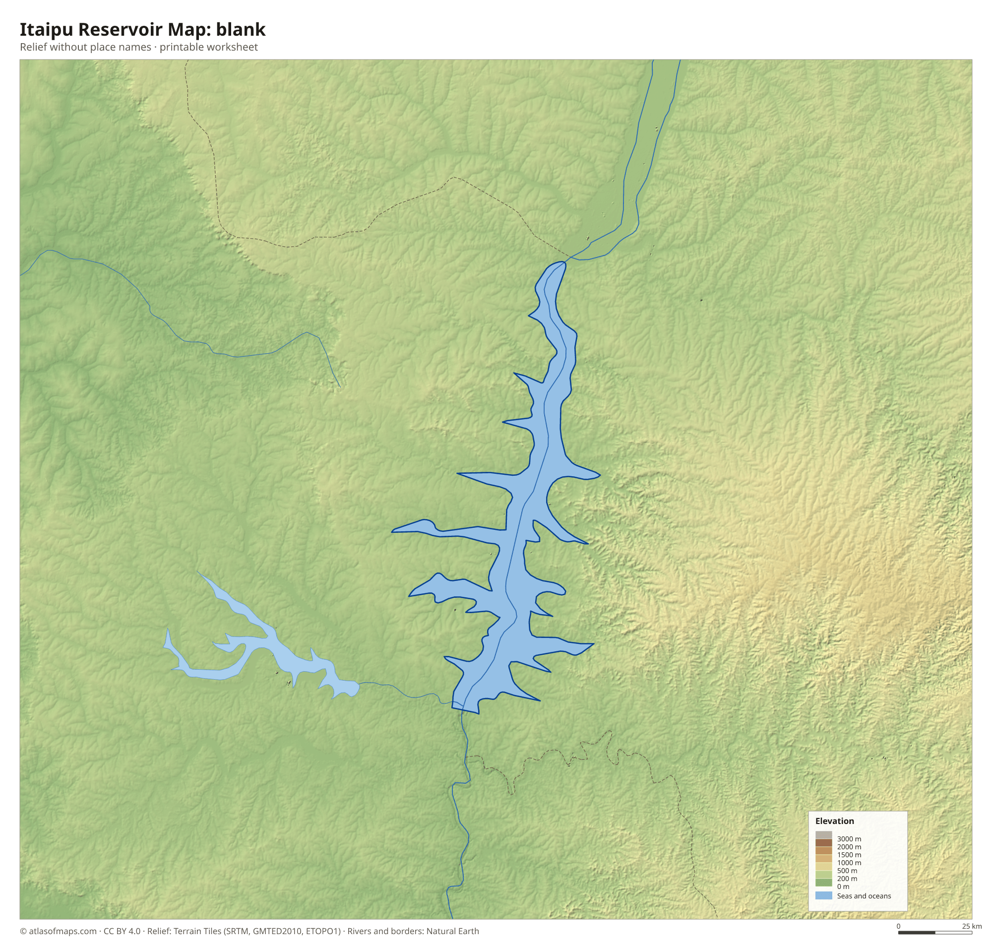 Itaipu Reservoir Map without names