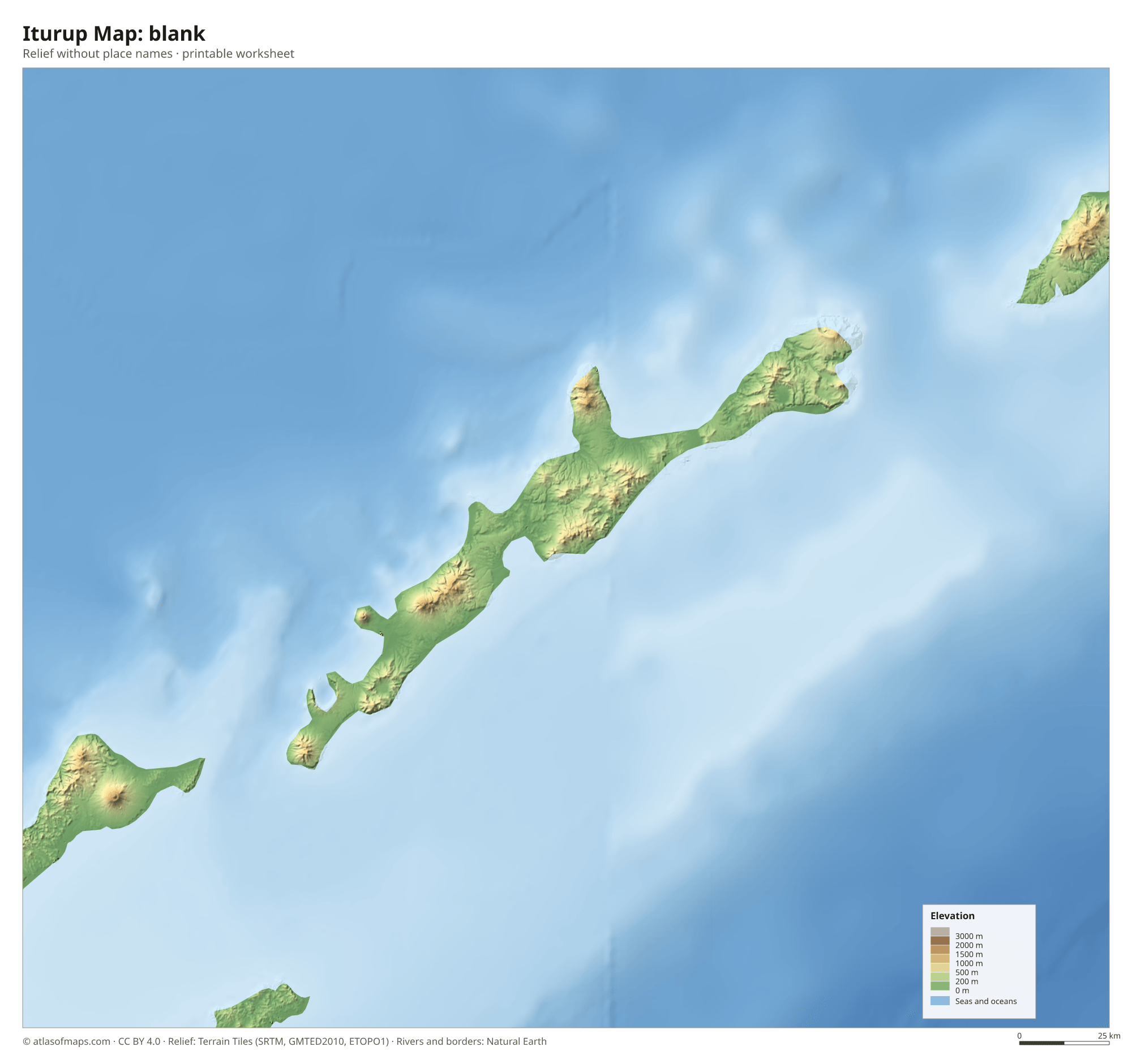 Iturup Map without names