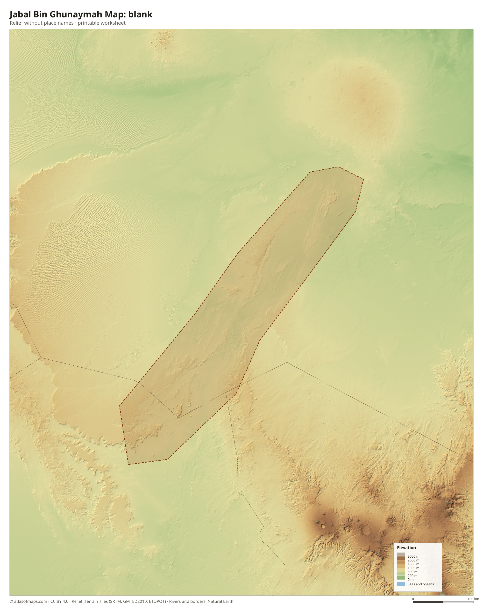Jabal Bin Ghunaymah Map without names