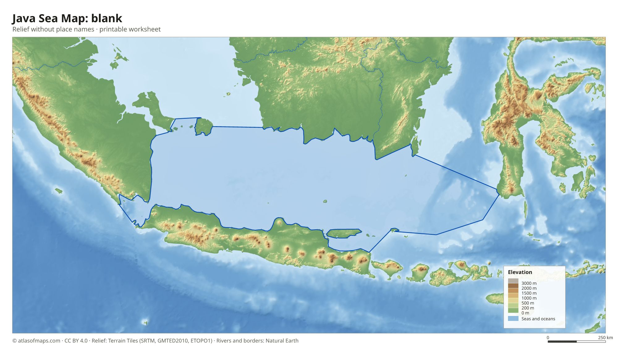 Java Sea Map without names