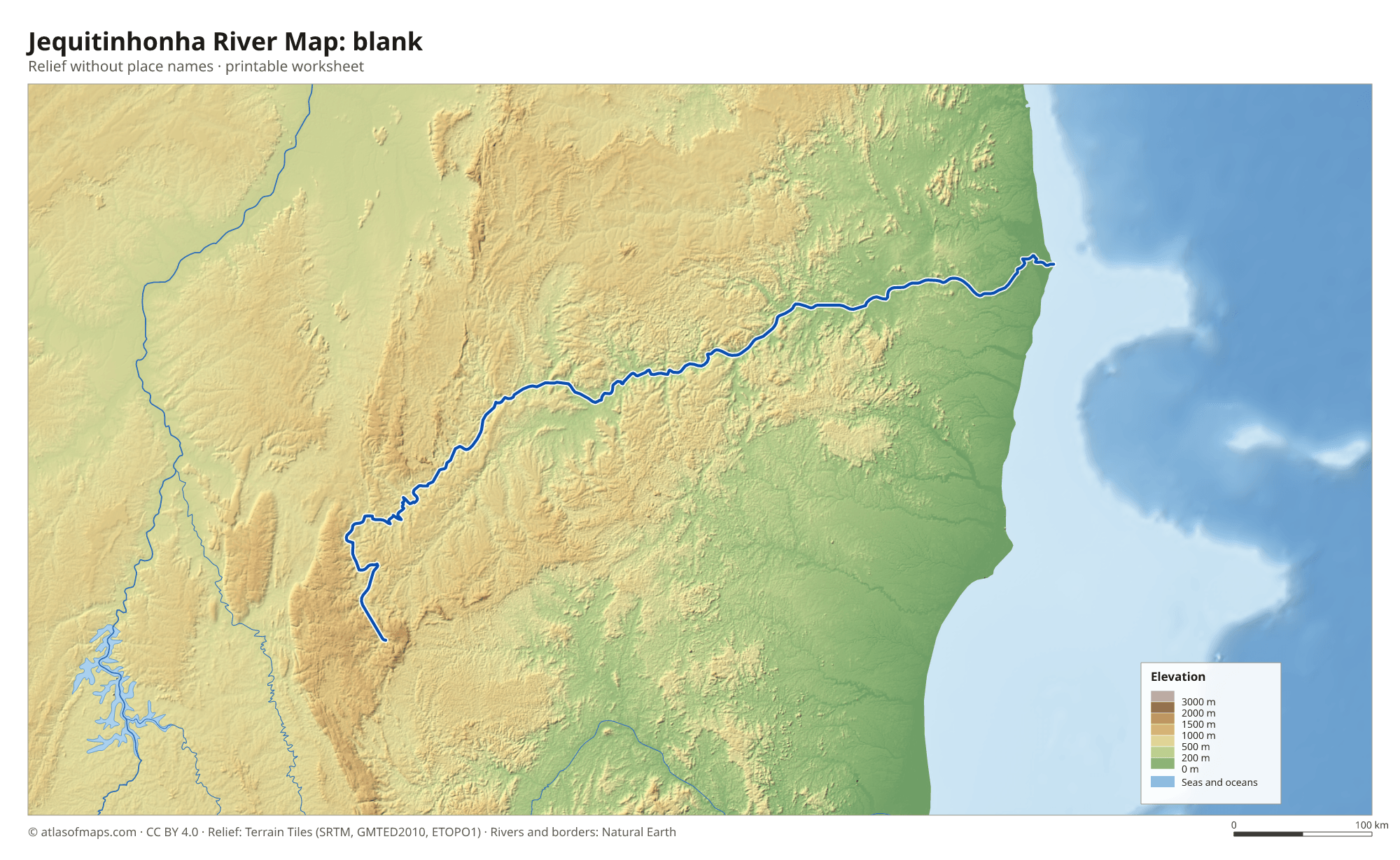 Jequitinhonha River Map without names
