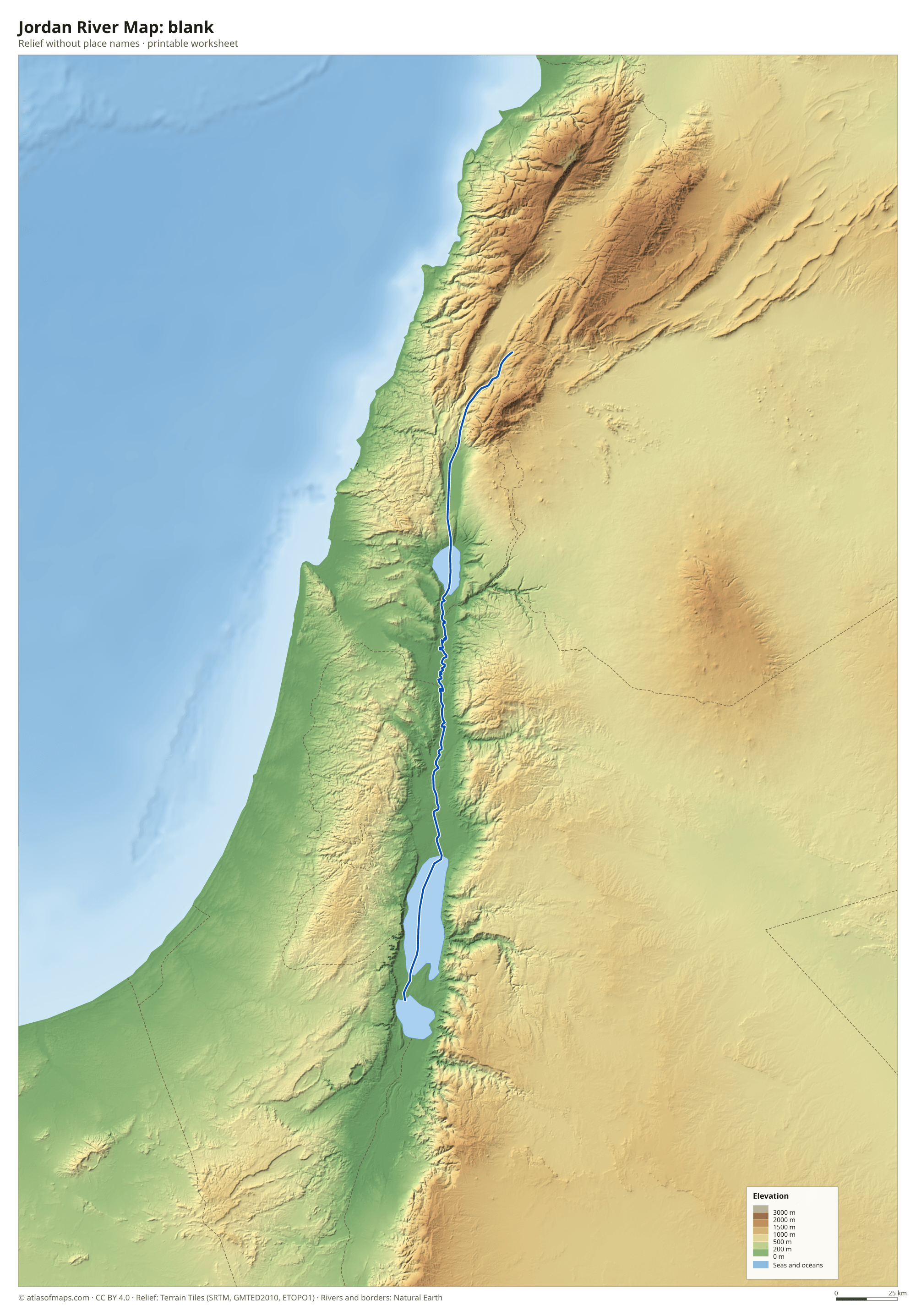 Jordan River Map without names