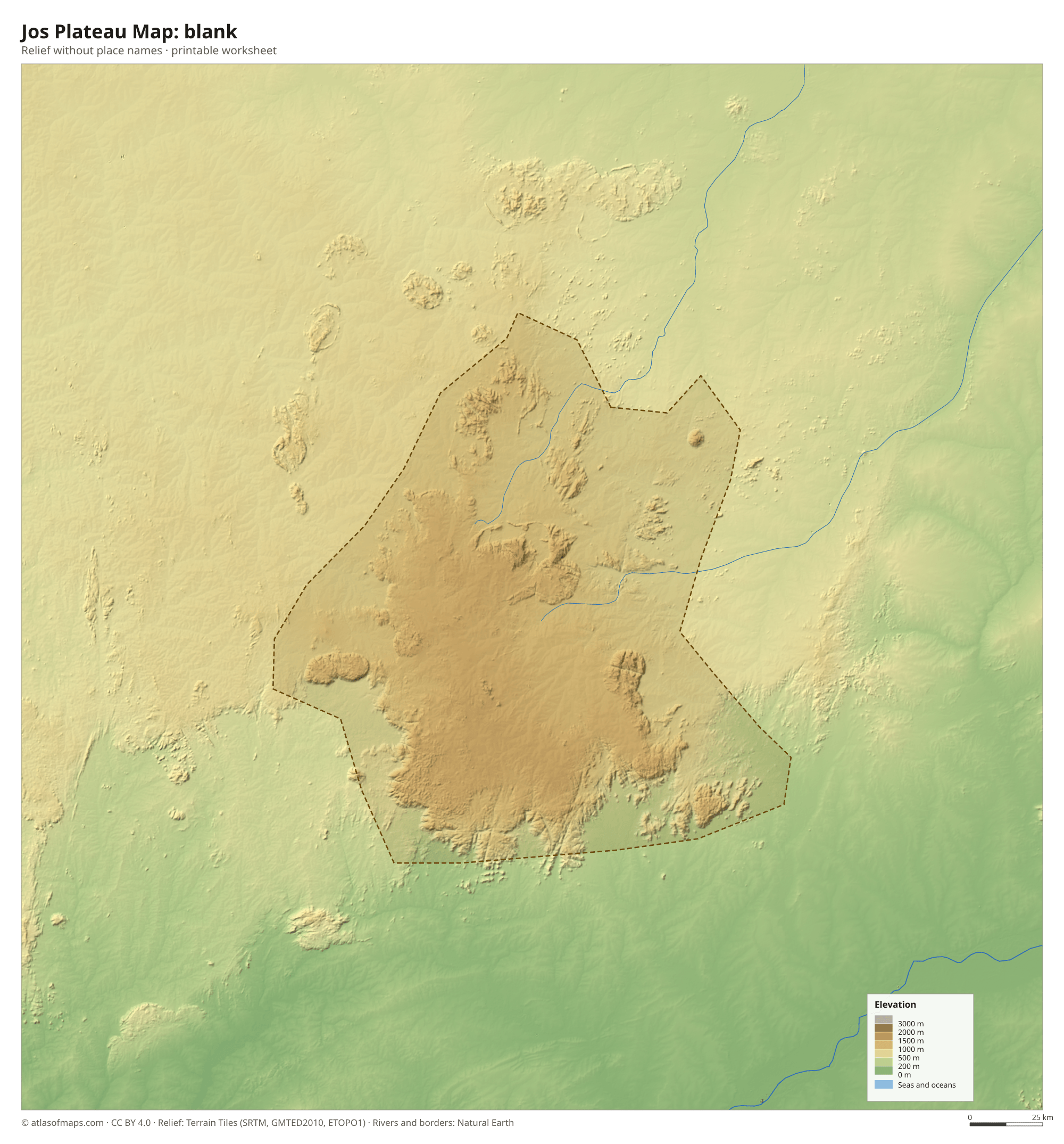 Jos Plateau Map without names